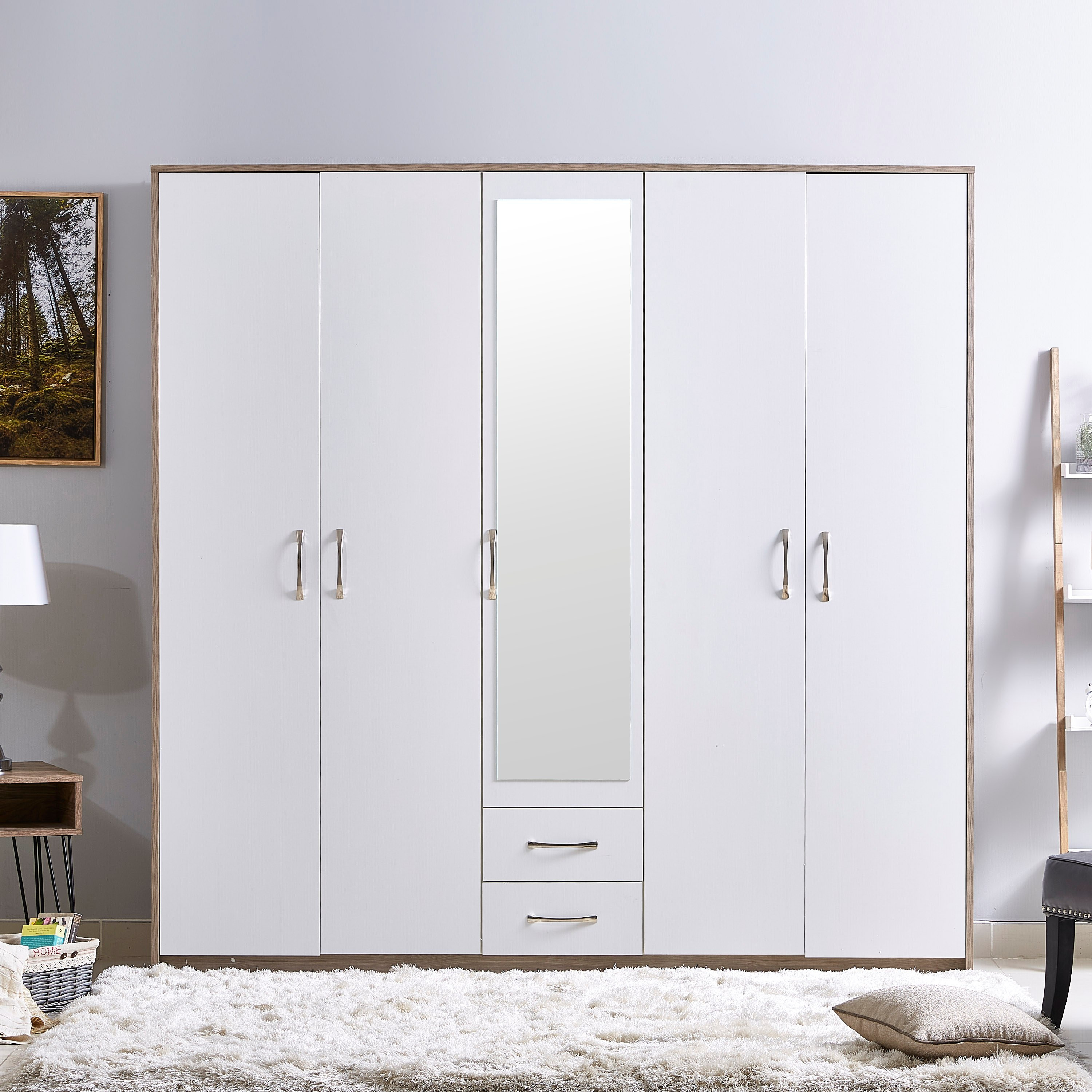 خزانة ملابس بـ5 أبواب مع مرآة لارا-hbxfurniture-wardrobes-image-1