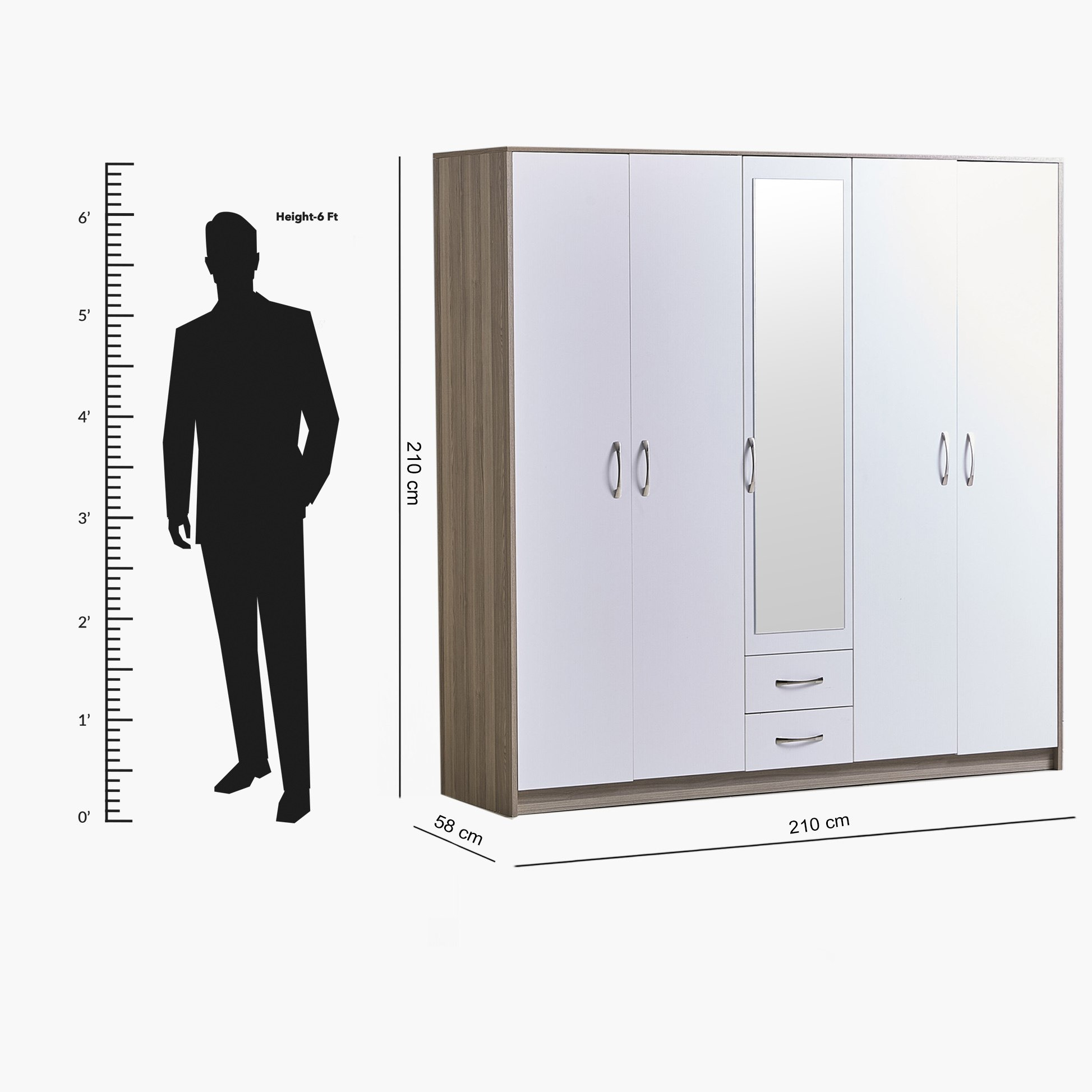 خزانة ملابس بـ5 أبواب مع مرآة لارا-hbxfurniture-wardrobes-image-12