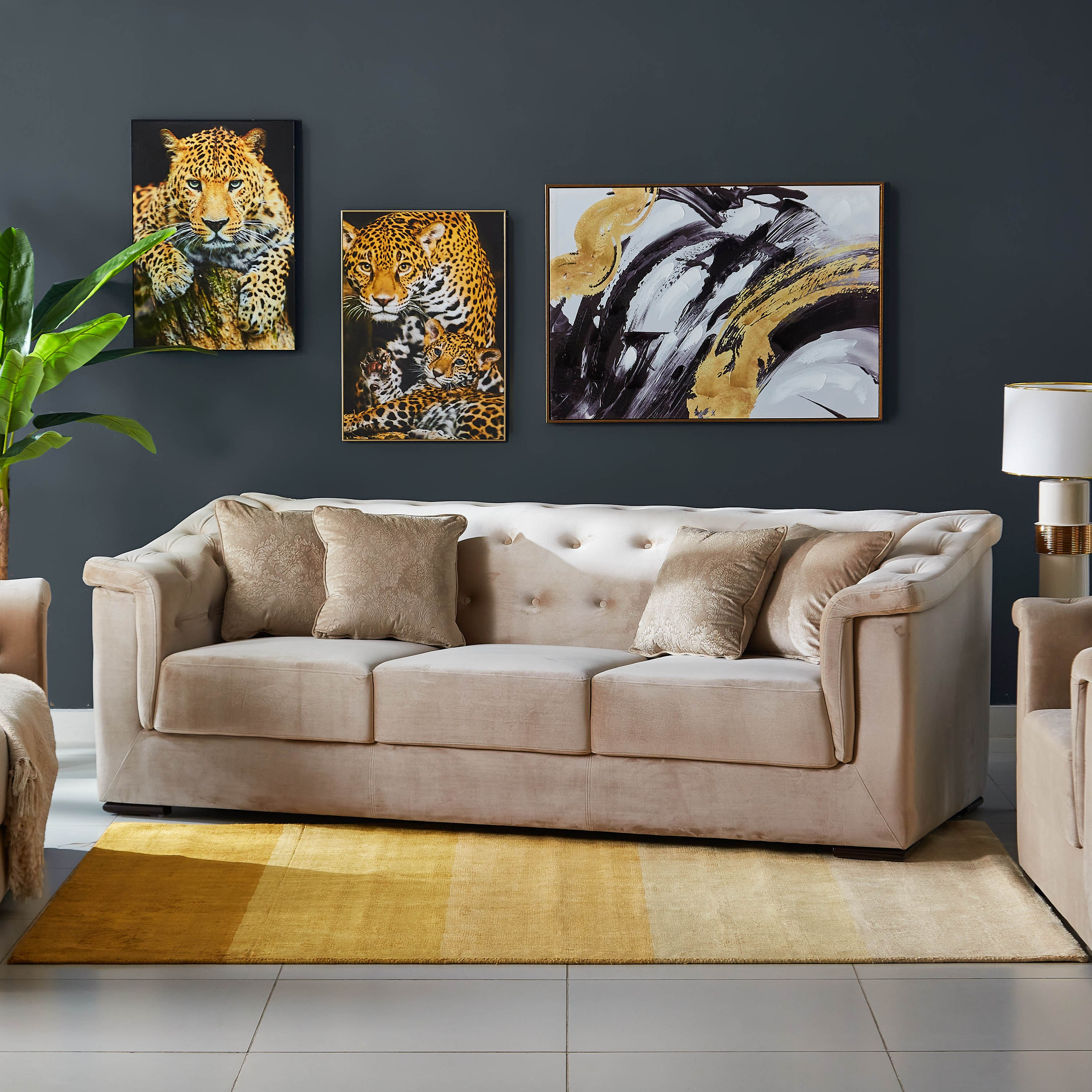 كنبة مخمليّة 3 مقاعد مع 4 وسائد من سندريلا-hbxlivingroom-sofasandarmchairs-sofas-image-2