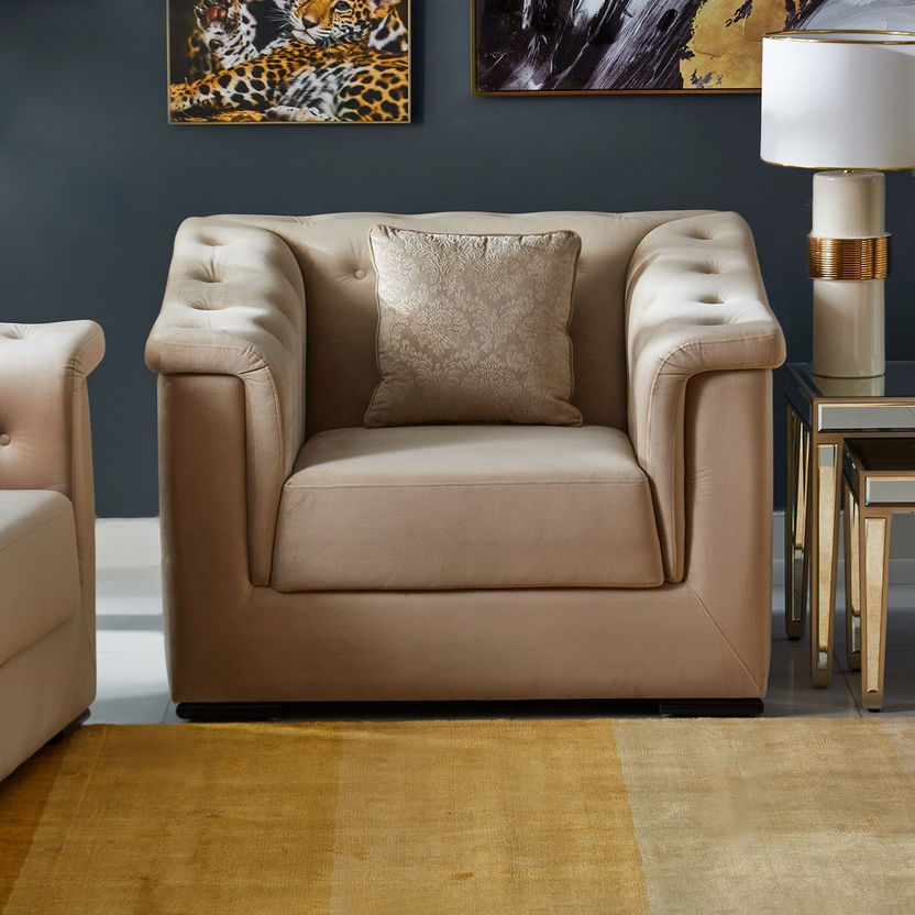 Cinderella 1-Seater Velvet Sofa with Cushion-Armchairs-image-0