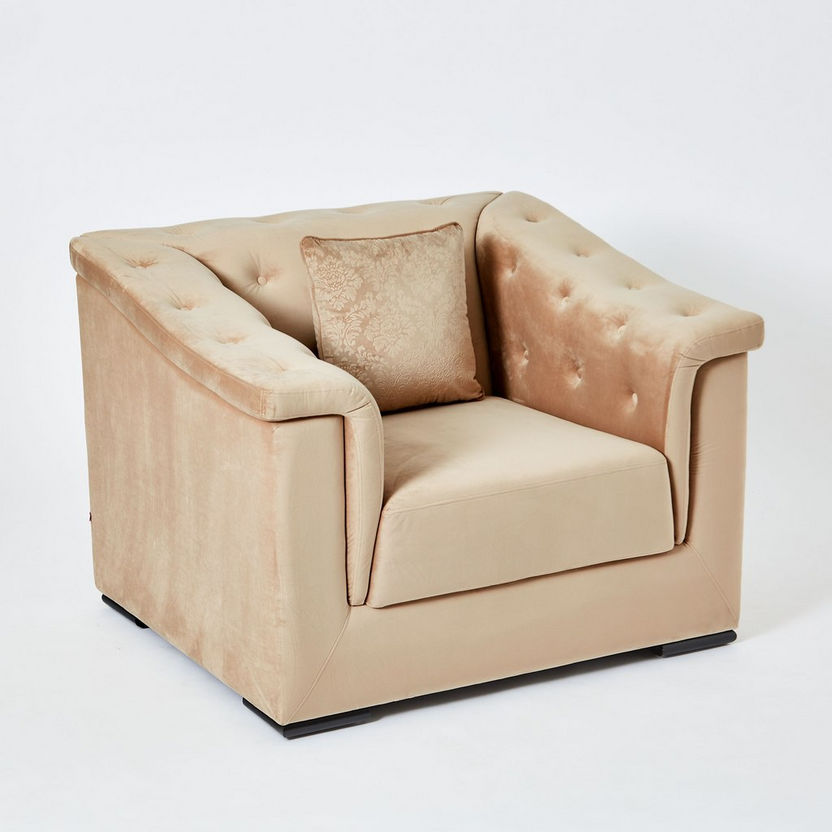 Cinderella 1-Seater Velvet Sofa with Cushion-Armchairs-image-6