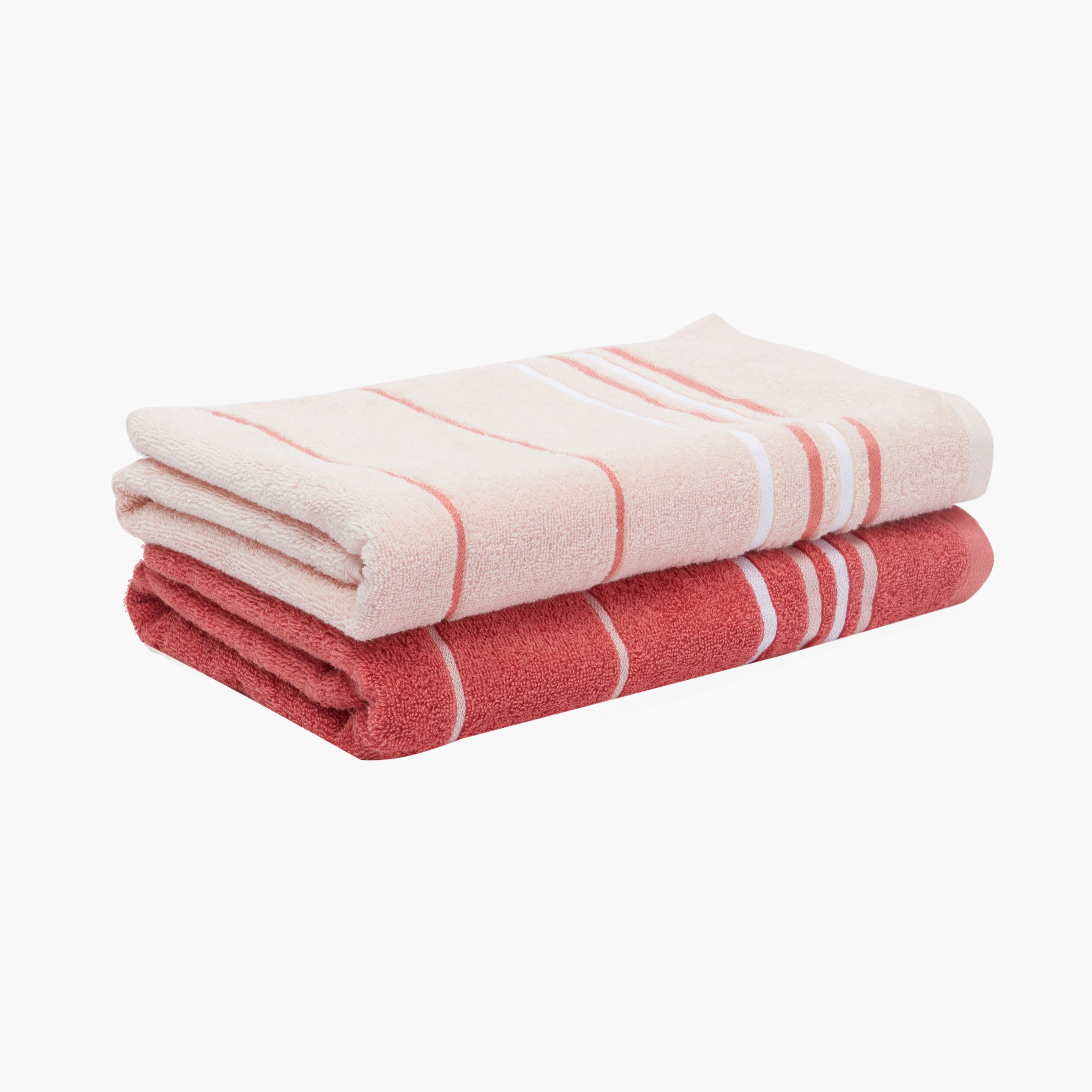 طقم مناشف استحمام بارزة الملمس إليمنتري - قطعتين - 70x140 سم-hbxbathroom-bathroomtextiles-image-1
