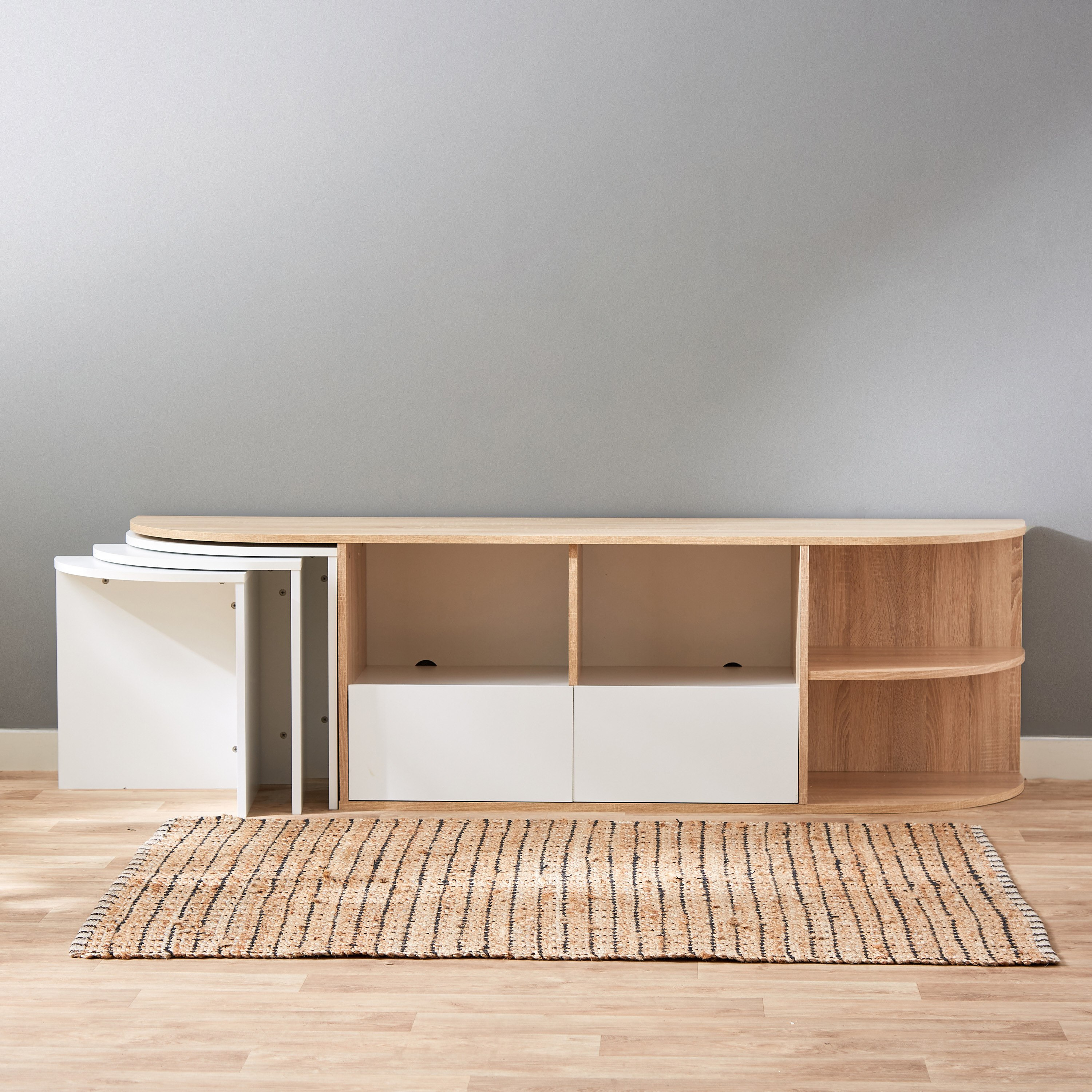 Malta Low 2-Drawer TV Unit with 3 Nesting Tables for TVs up to 65 inches-hbxlivingroom-mediaunitsandstorage-tvunits-image-2
