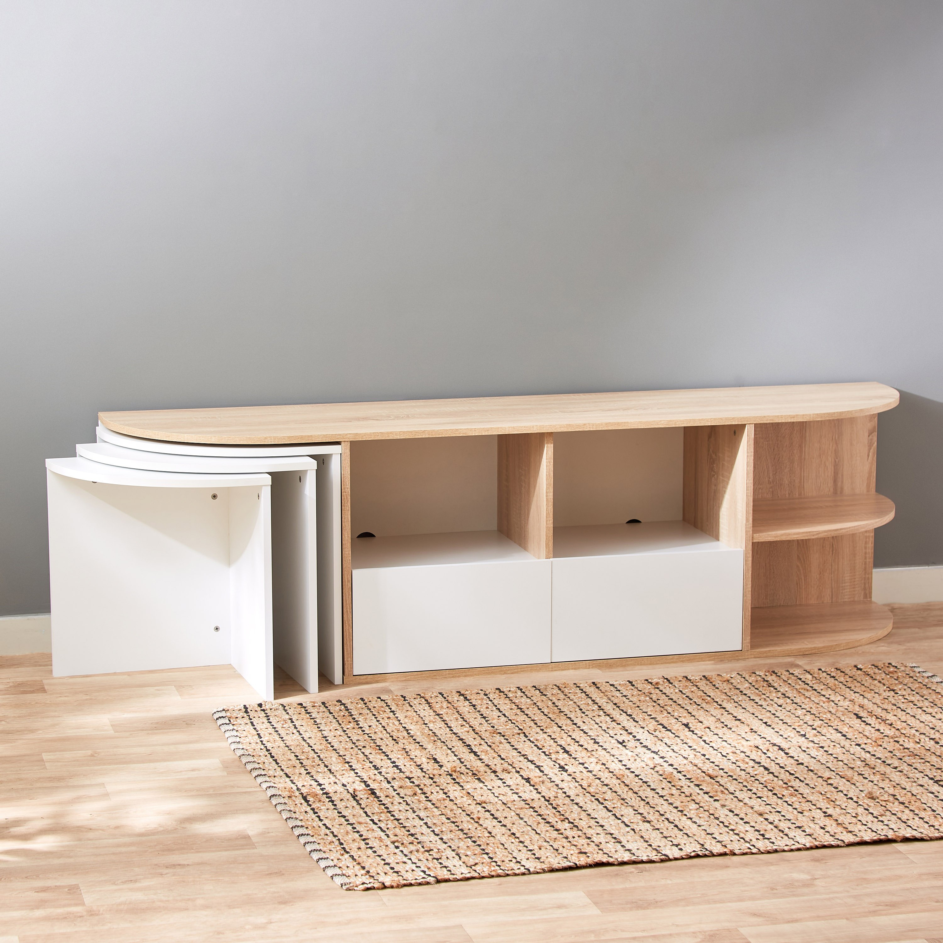 Malta Low 2-Drawer TV Unit with 3 Nesting Tables for TVs up to 65 inches-hbxlivingroom-mediaunitsandstorage-tvunits-image-3