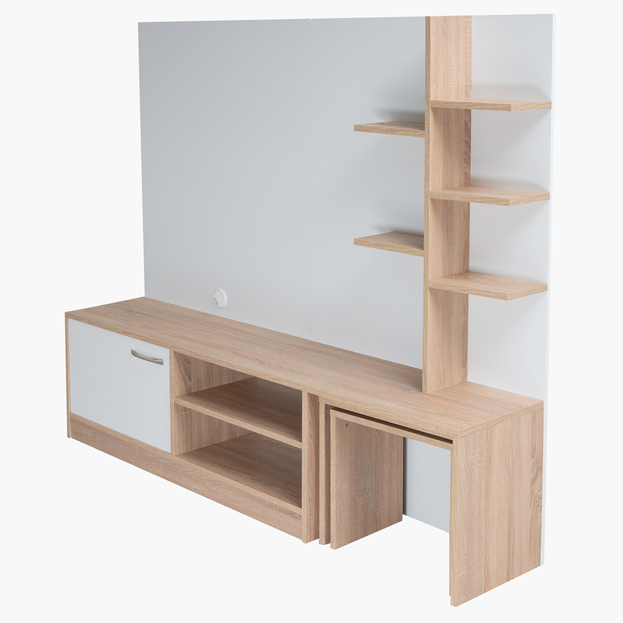 وحدة حائط بباب لأجهزة حتى 55 بوصة مع طاولتين متداخلتين من مالطا-hbxlivingroom-mediaunitsandstorage-wallunits-image-1