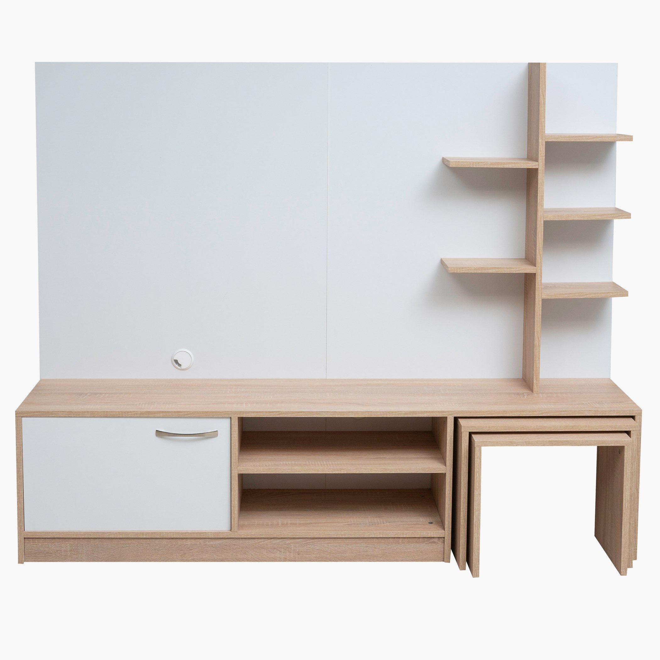 وحدة حائط بباب لأجهزة حتى 55 بوصة مع طاولتين متداخلتين من مالطا-hbxlivingroom-mediaunitsandstorage-wallunits-image-2