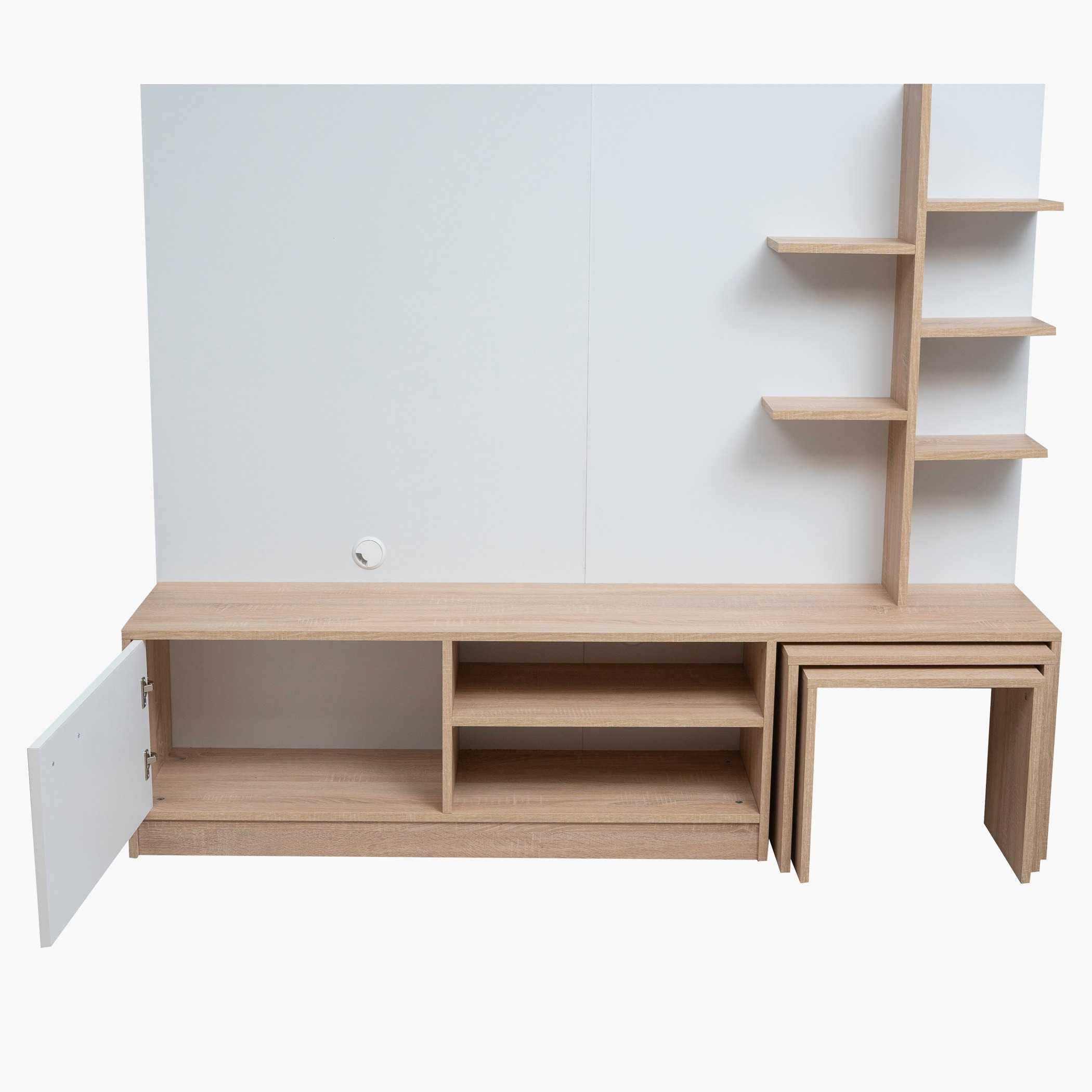وحدة حائط بباب لأجهزة حتى 55 بوصة مع طاولتين متداخلتين من مالطا-hbxlivingroom-mediaunitsandstorage-wallunits-image-3