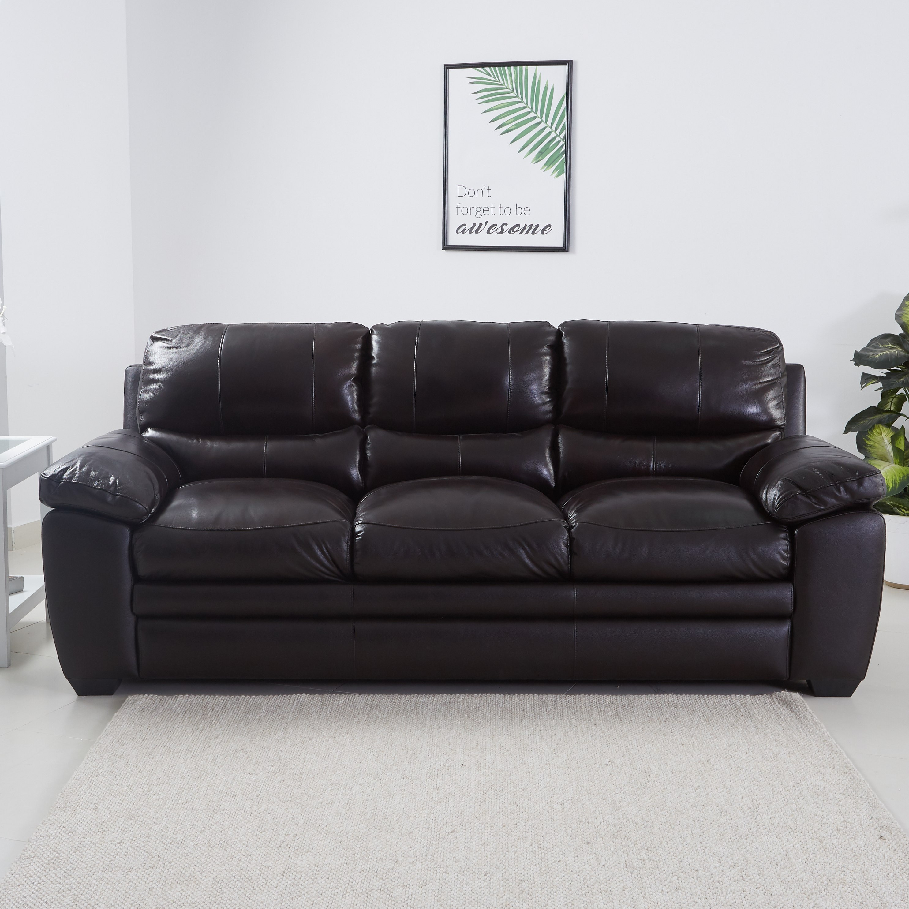 Black leather 3 on sale seater sofa