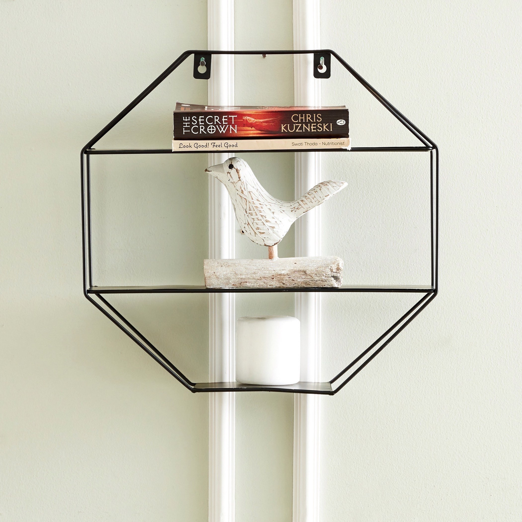 رف معدني ثماني الأضلاع 3 مستويات من إيربان - 40x40x10 سم-hbxfurniture-mediaunitsandstorage-wallshelves-image-1