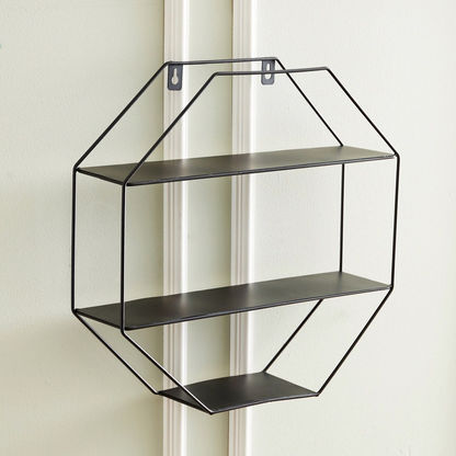 Urban Octagon 3-Tier Metal Shelf - 40x40x10 cms
