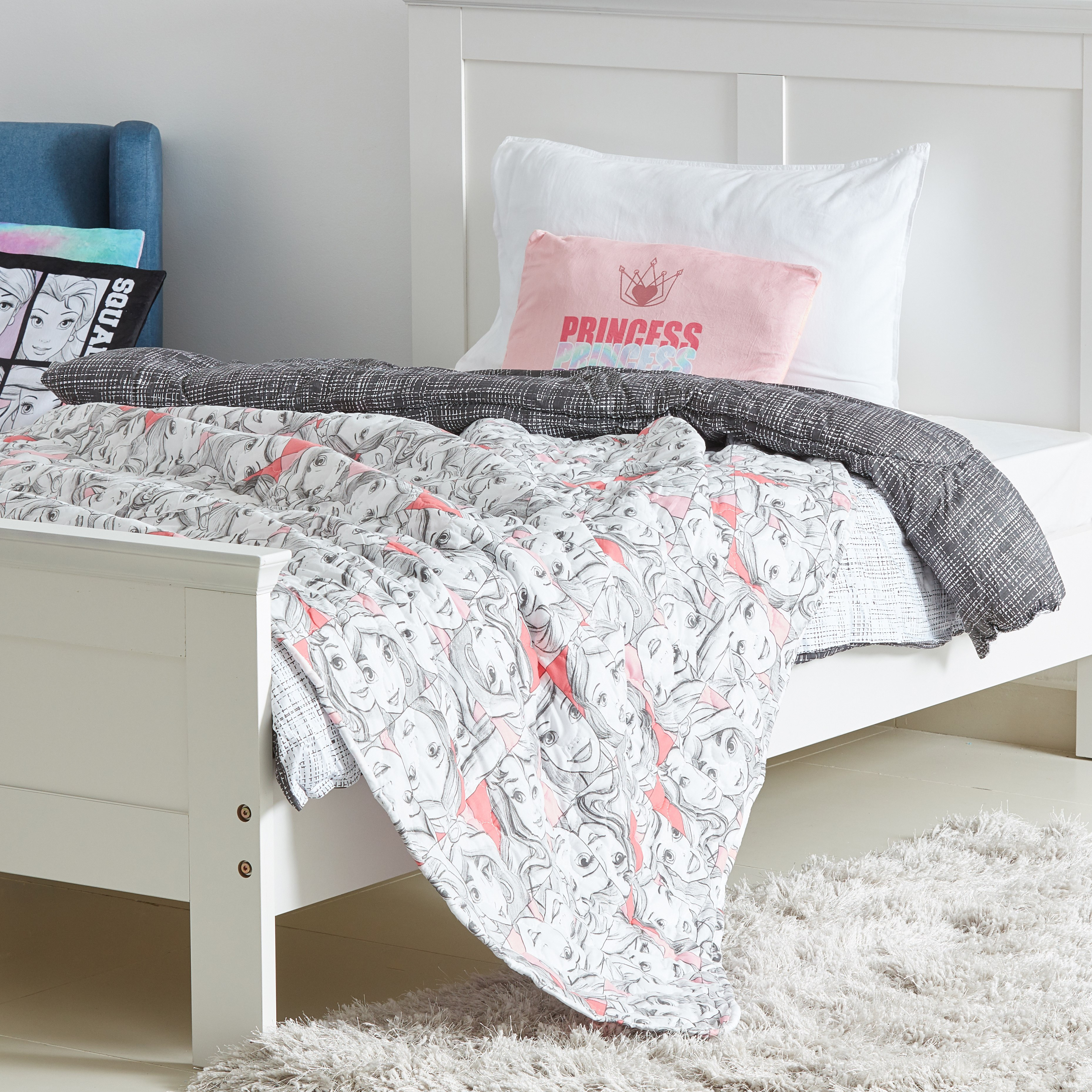 سرير مبطّن بطبعات أميرة - 150x200 سم.-hbxhomeware-hbxkidsandyouth-image-2