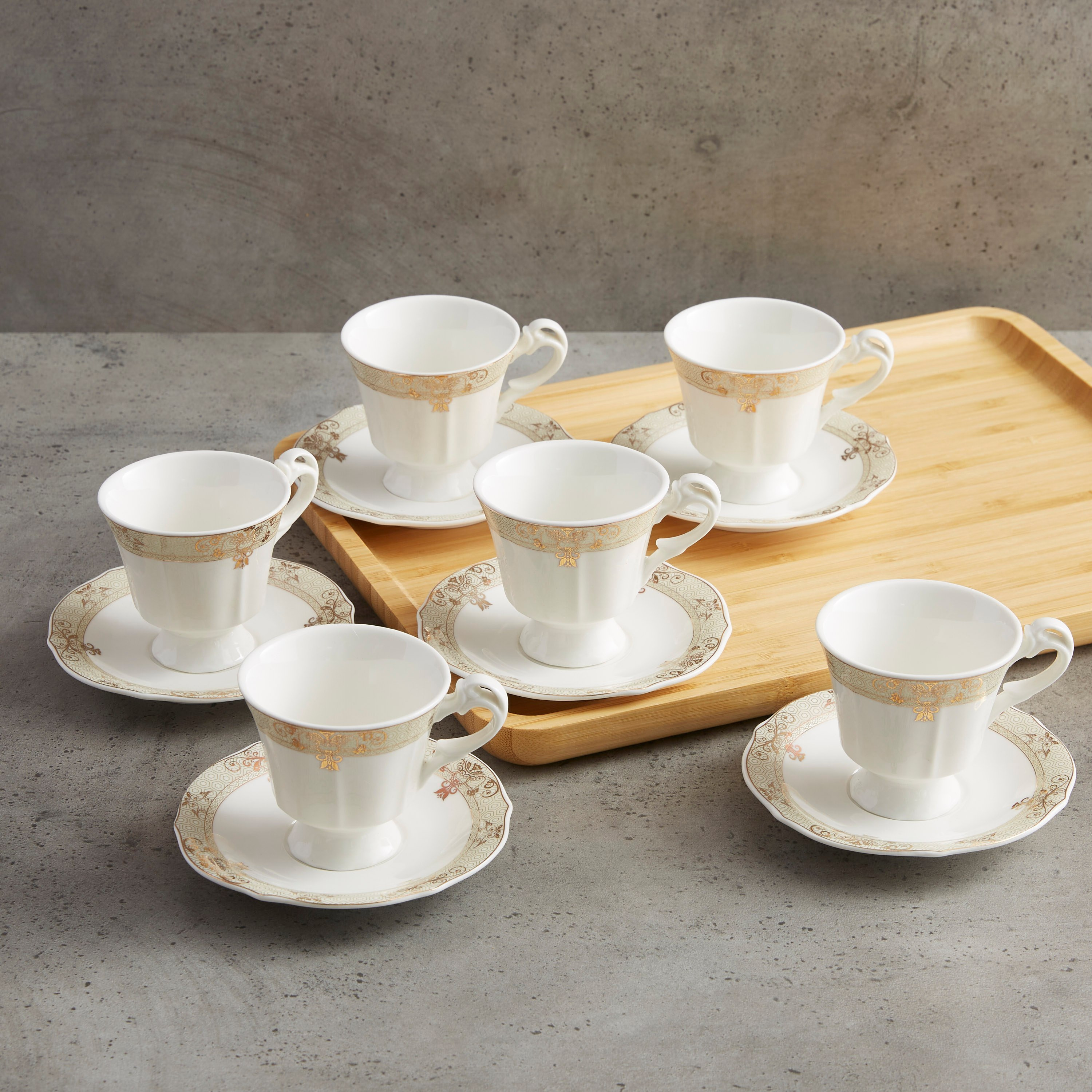 طقم فناجين بصحون 12 قطعة- 200 مل-hbxhomeware-diningandtabletop-coffeeandteasets-image-1