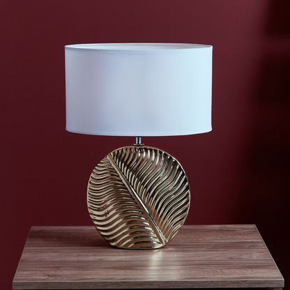 Frond Ceramic Table Lamp with Textured Base - 40 cm