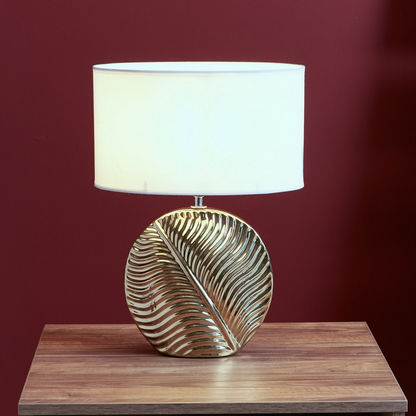 Frond Ceramic Table Lamp with Textured Base - 40 cm