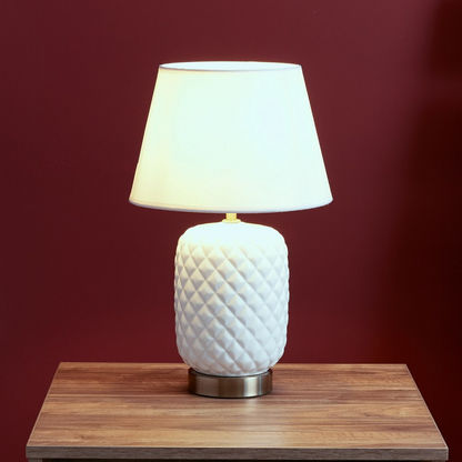 Pearl Ceramic Table Lamp with Textured Base - 42 cm
