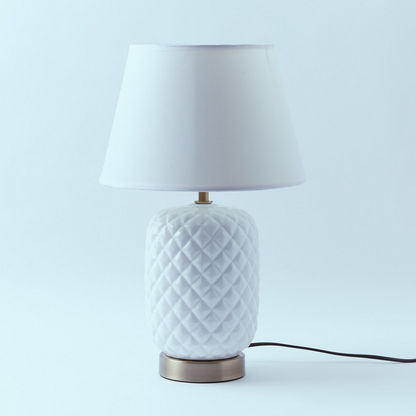Pearl Ceramic Table Lamp with Textured Base - 42 cm