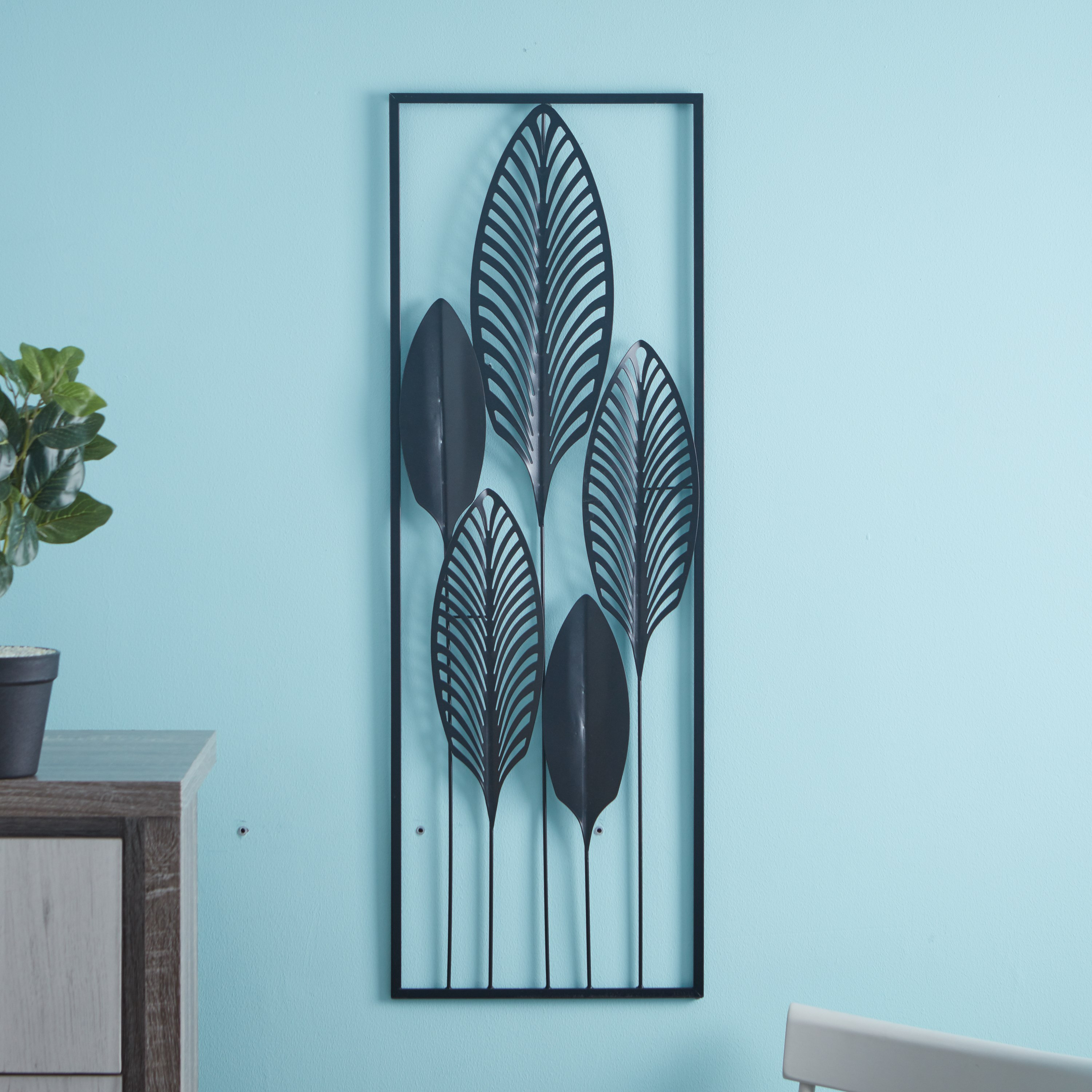 زينة حائط معدنية على شكل أوراق شجر-hbxdiningroom-walldecor-wallart-image-1