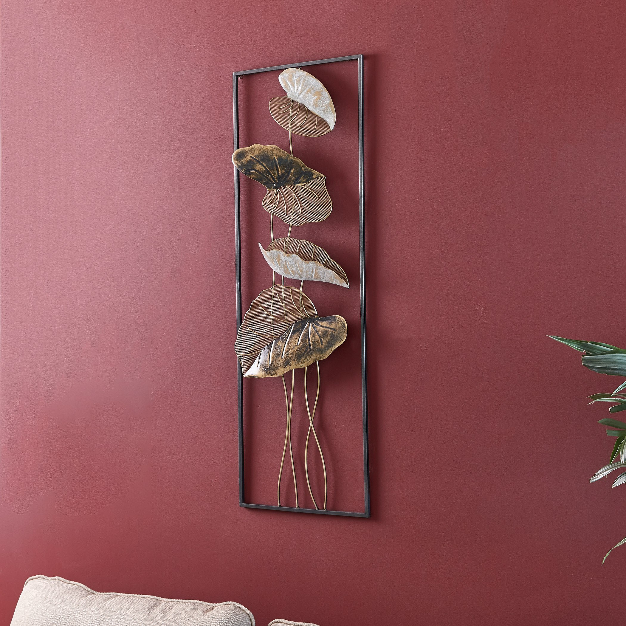 زينة حائط معدن على شكل ورقة شجر من نورا-hbxdiningroom-walldecor-wallart-image-2