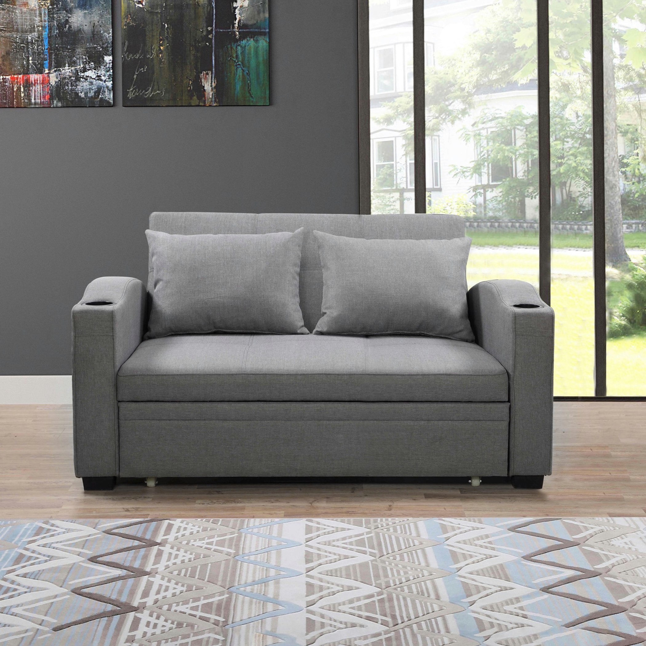 Grey two seater sofa shop bed