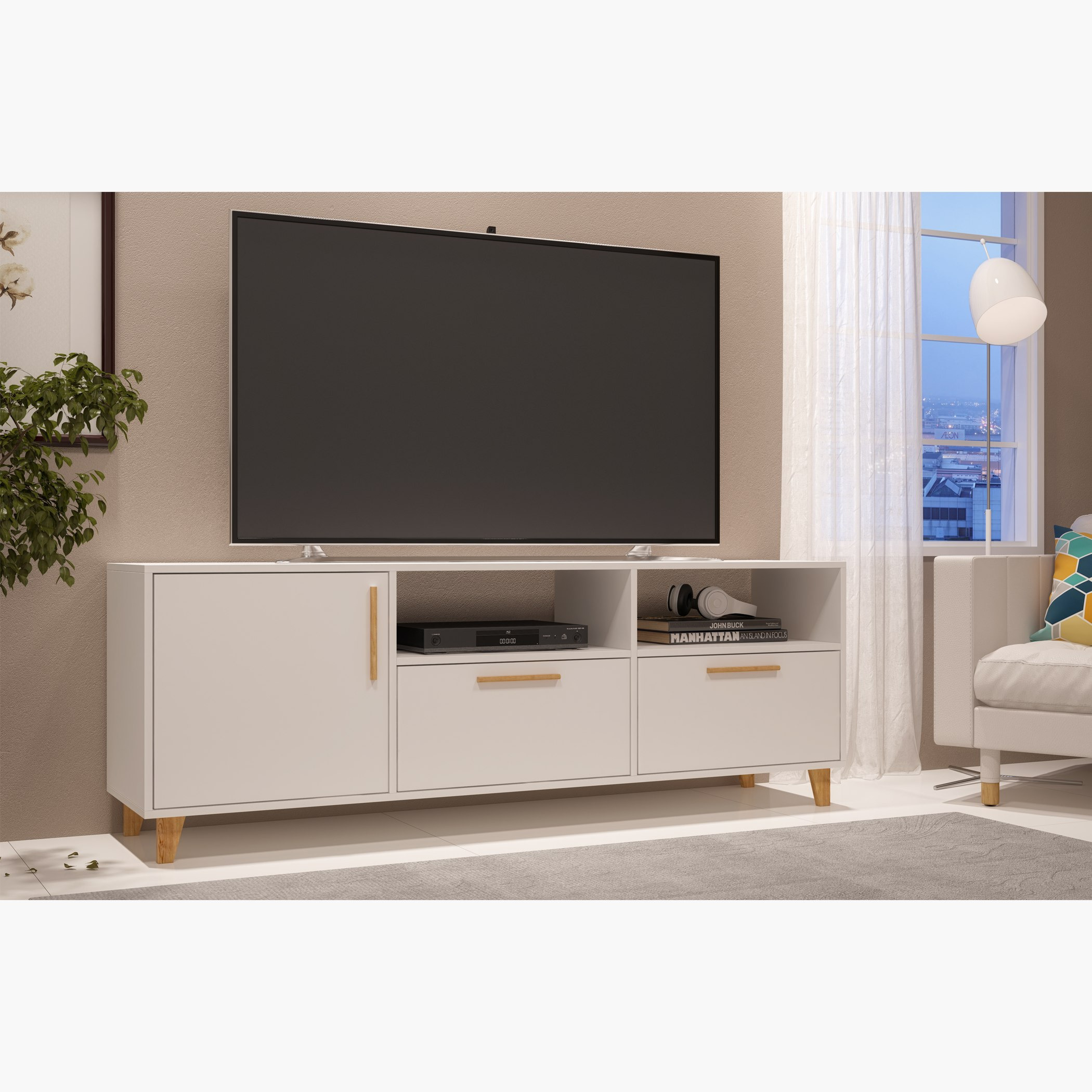 وحدة تلفاز منخفضة بدرج واحد لأجهزة تلفاز حتى 65 بوصة من سلفادور-hbxlivingroom-mediaunitsandstorage-tvunits-image-1