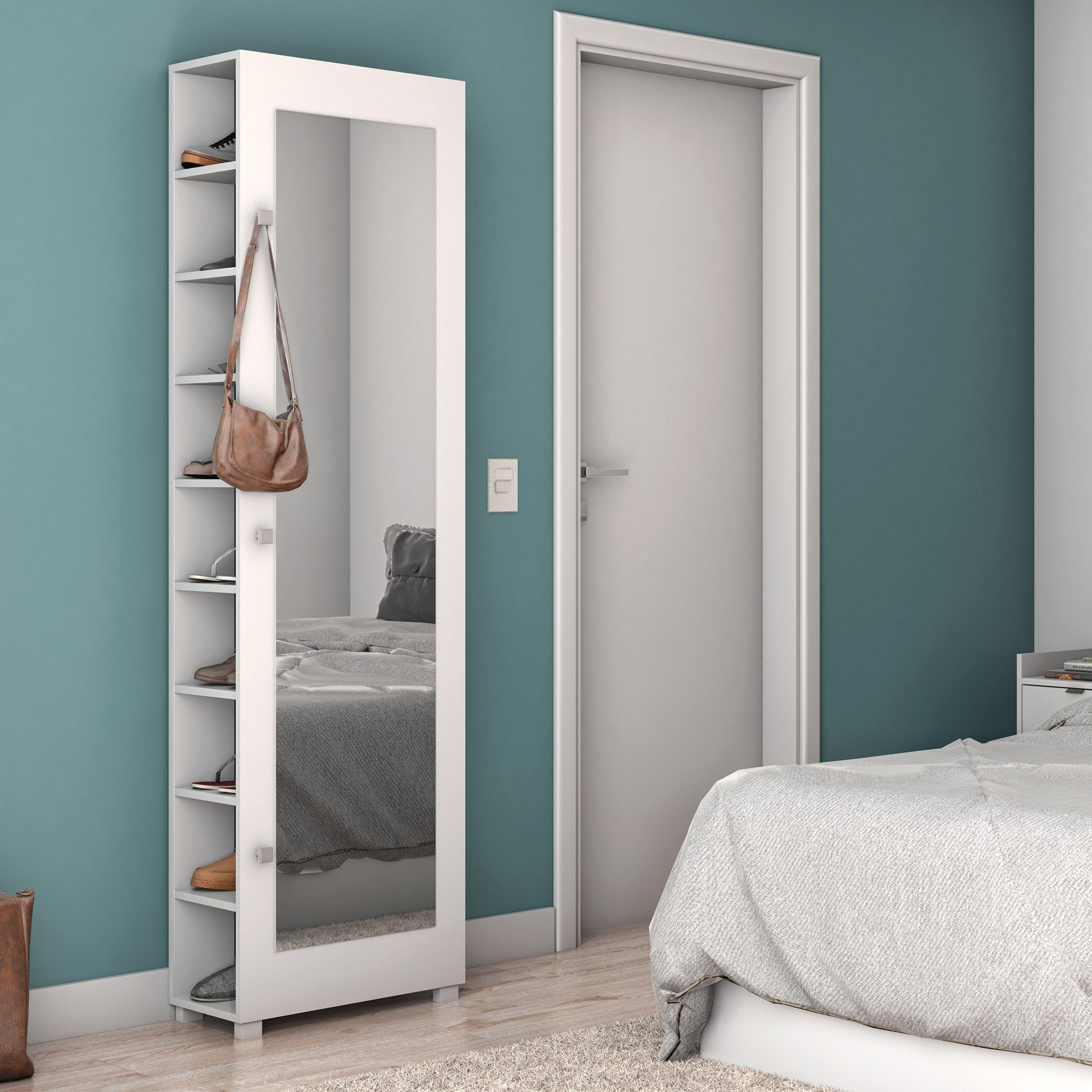 خزانة أحذية لـ 20 زوجًا بمرآة من سلفادور-hbxbedroom-shoecabinetsandracks-image-1