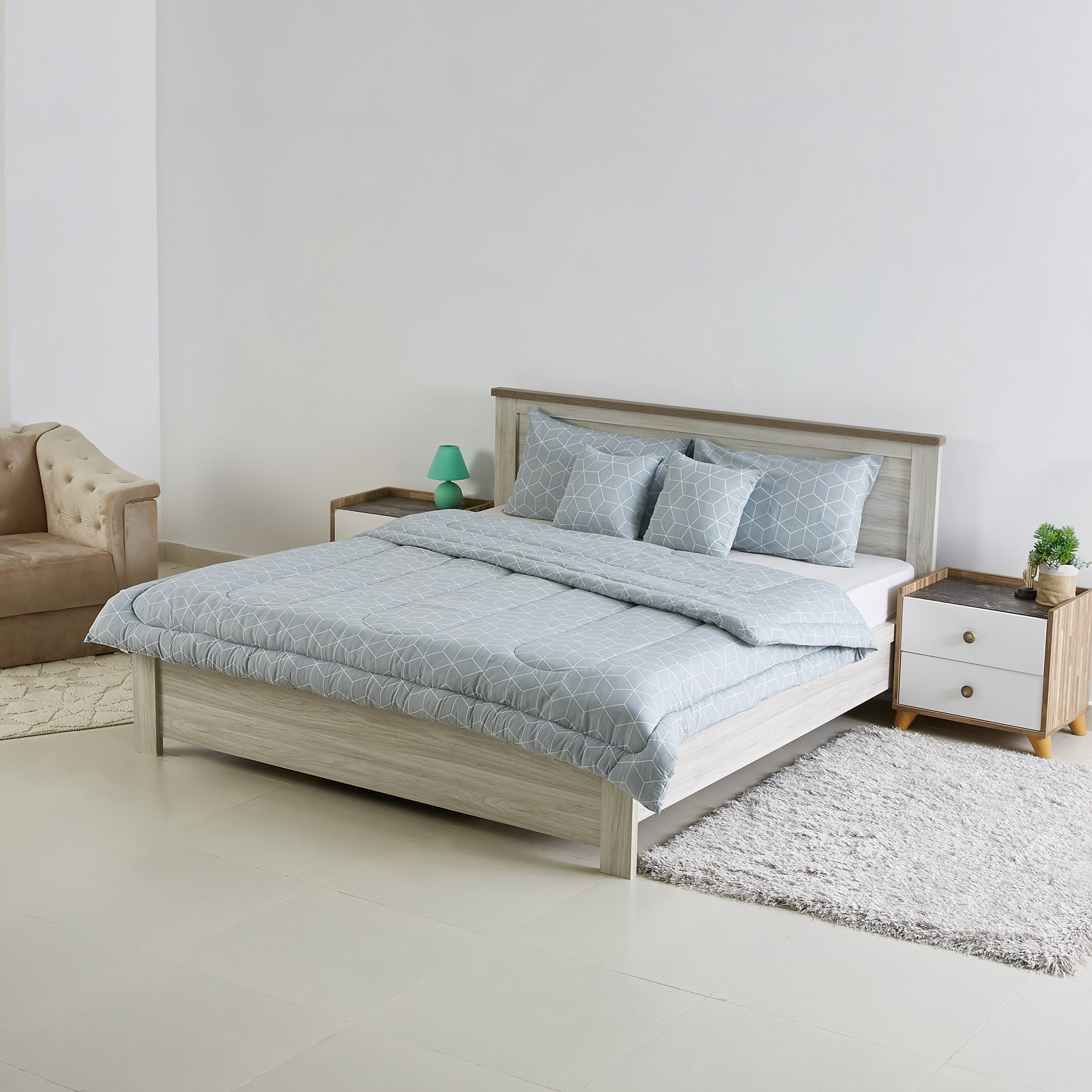 طقم ألحفة وبياضات بطبعات مكعبات مقاس كوين من جيان- 5 قطع 200x240 سم-PROMO_HB_AE_B1G1_250925-image-4