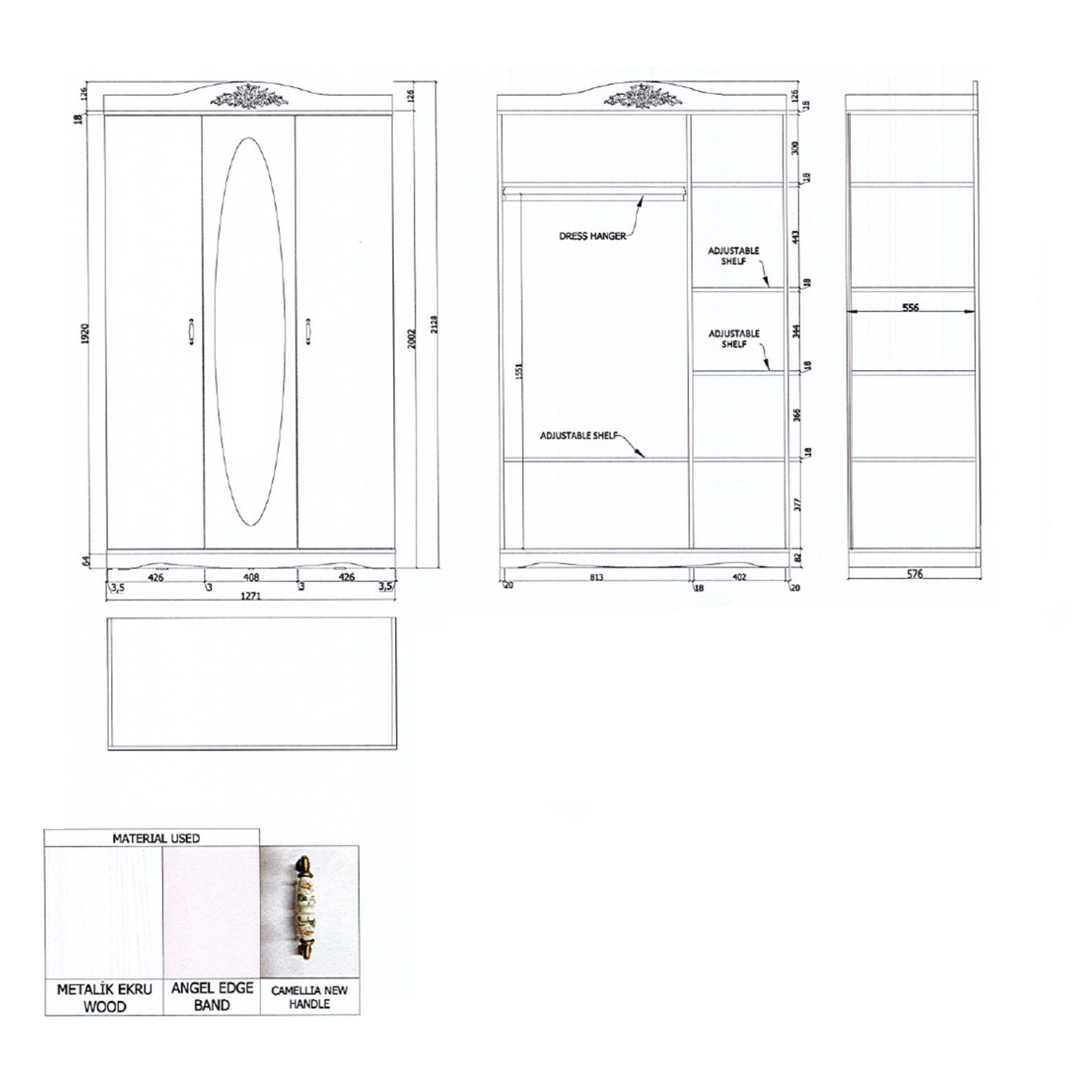 خزانة ملابس بـ3 أبواب مع مرآة من كاميليا-hbxfurniture-wardrobes-image-8