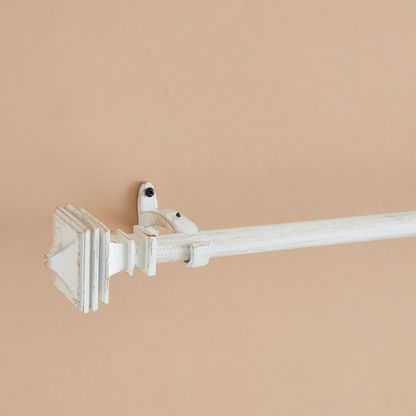Abstract White-Brushed Extendable Curtain Rod - 71-122 cms