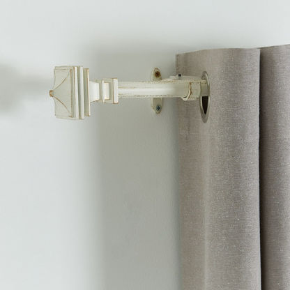 Abstract White-Brushed Extendable Curtain Rod - 132-365 cms