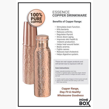 Copper Hammered Bottle - 1 L-Water Bottles and Jugs-image-4