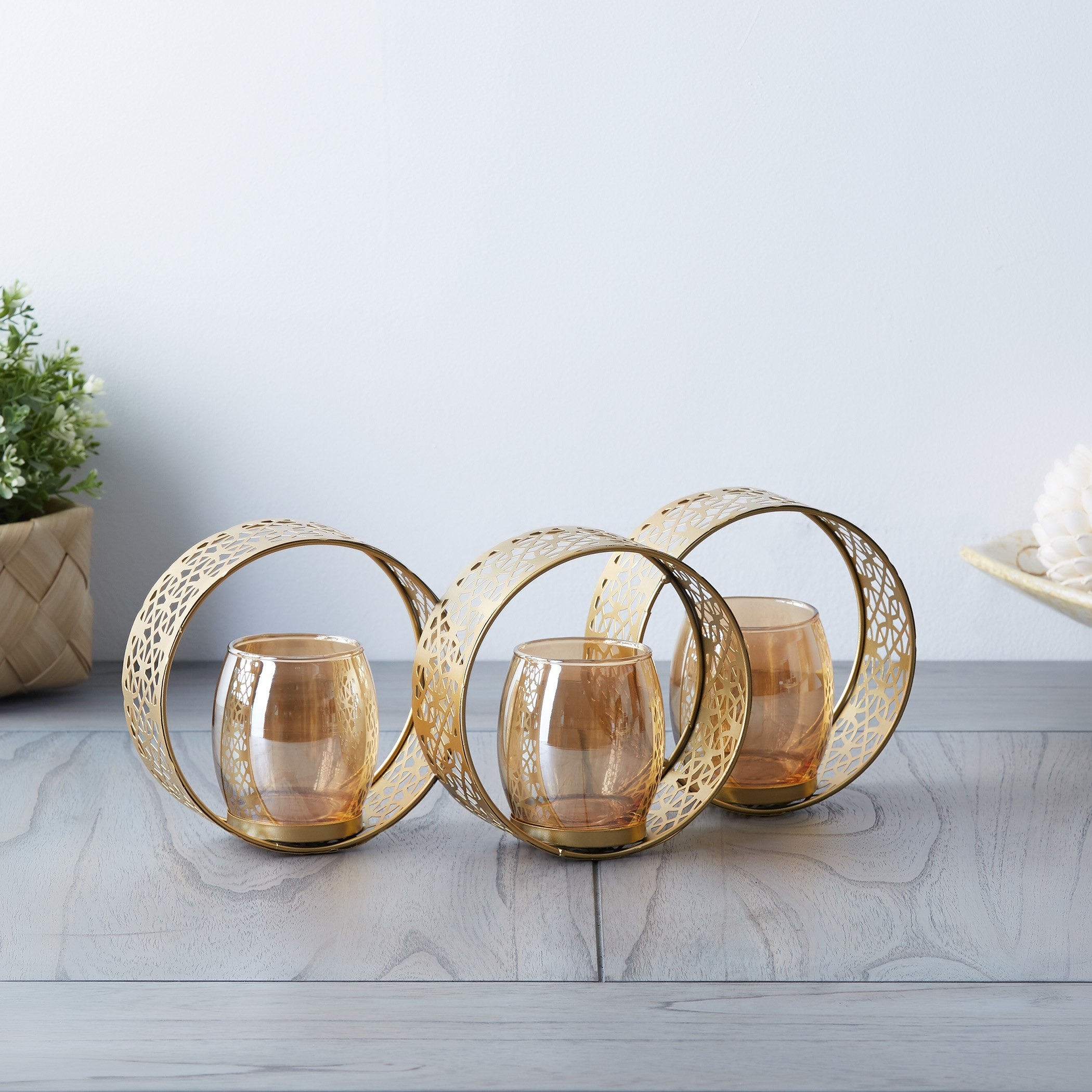 حامل شموع معدني مع 3 اكواب زجاجية-hbxlivingroom-decorandaccessories-candleholders-image-2