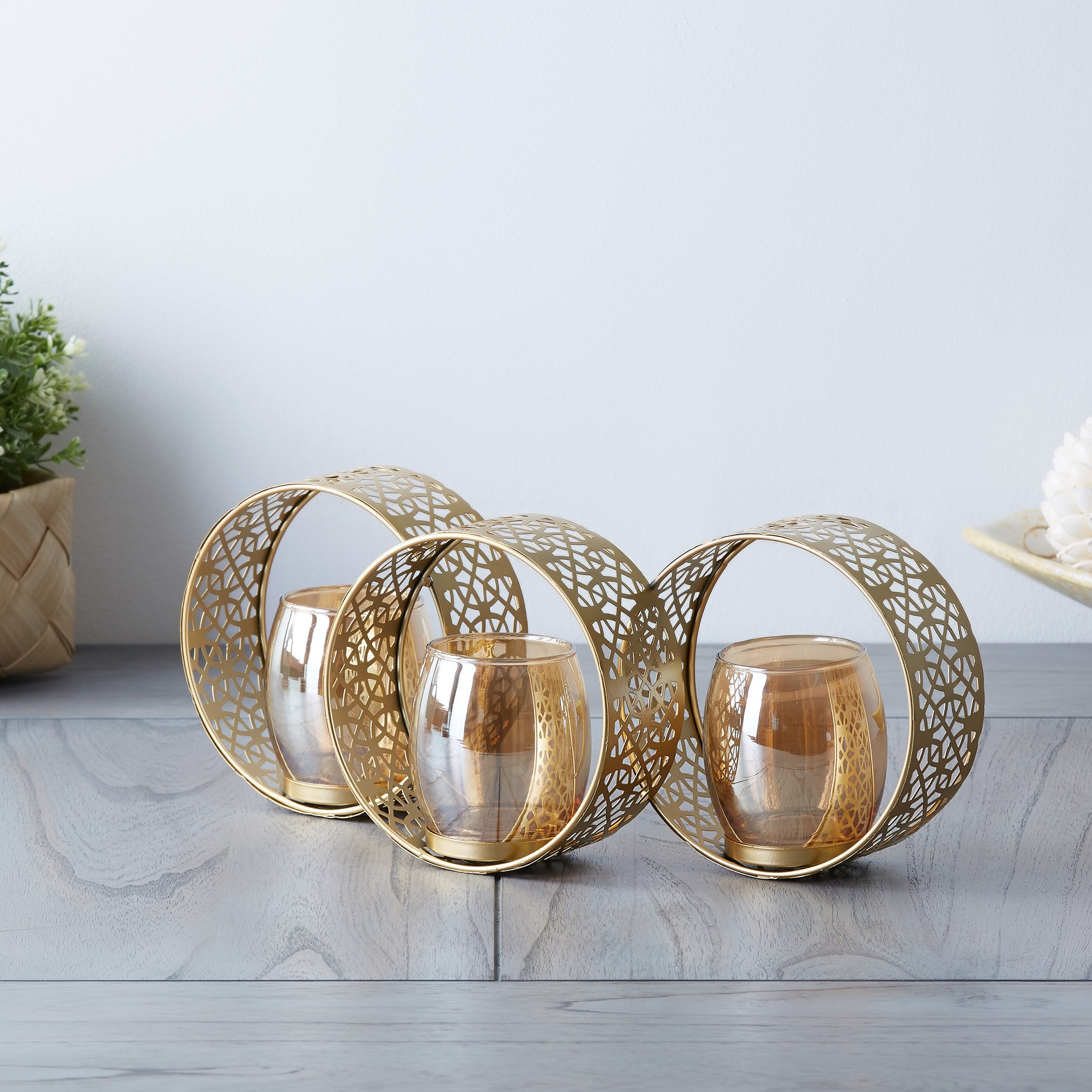 حامل شموع معدني مع 3 اكواب زجاجية-hbxlivingroom-decorandaccessories-candleholders-image-3