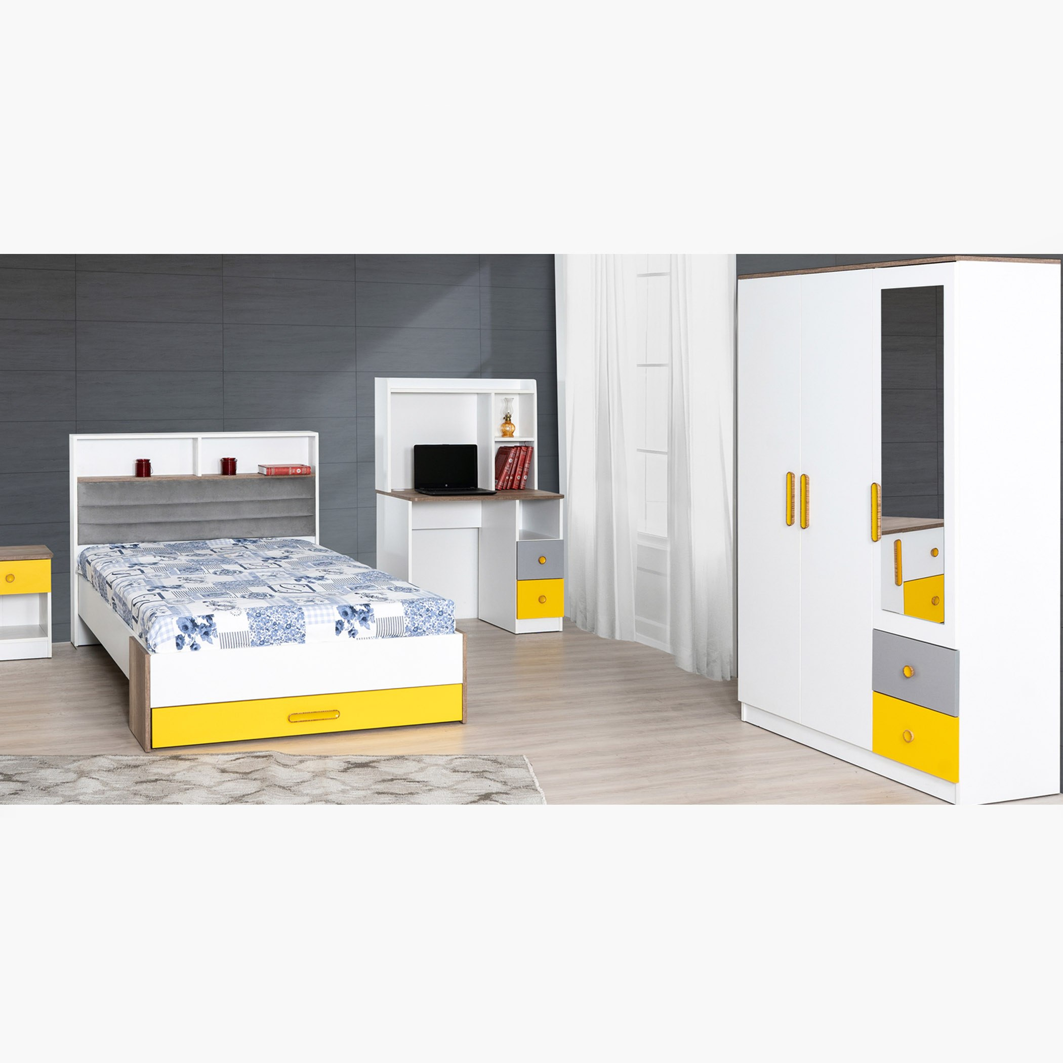 خزانة ملابس بدرجين وثلاثة أبواب مع مرآة من ساني-hbxfurniture-wardrobes-image-1