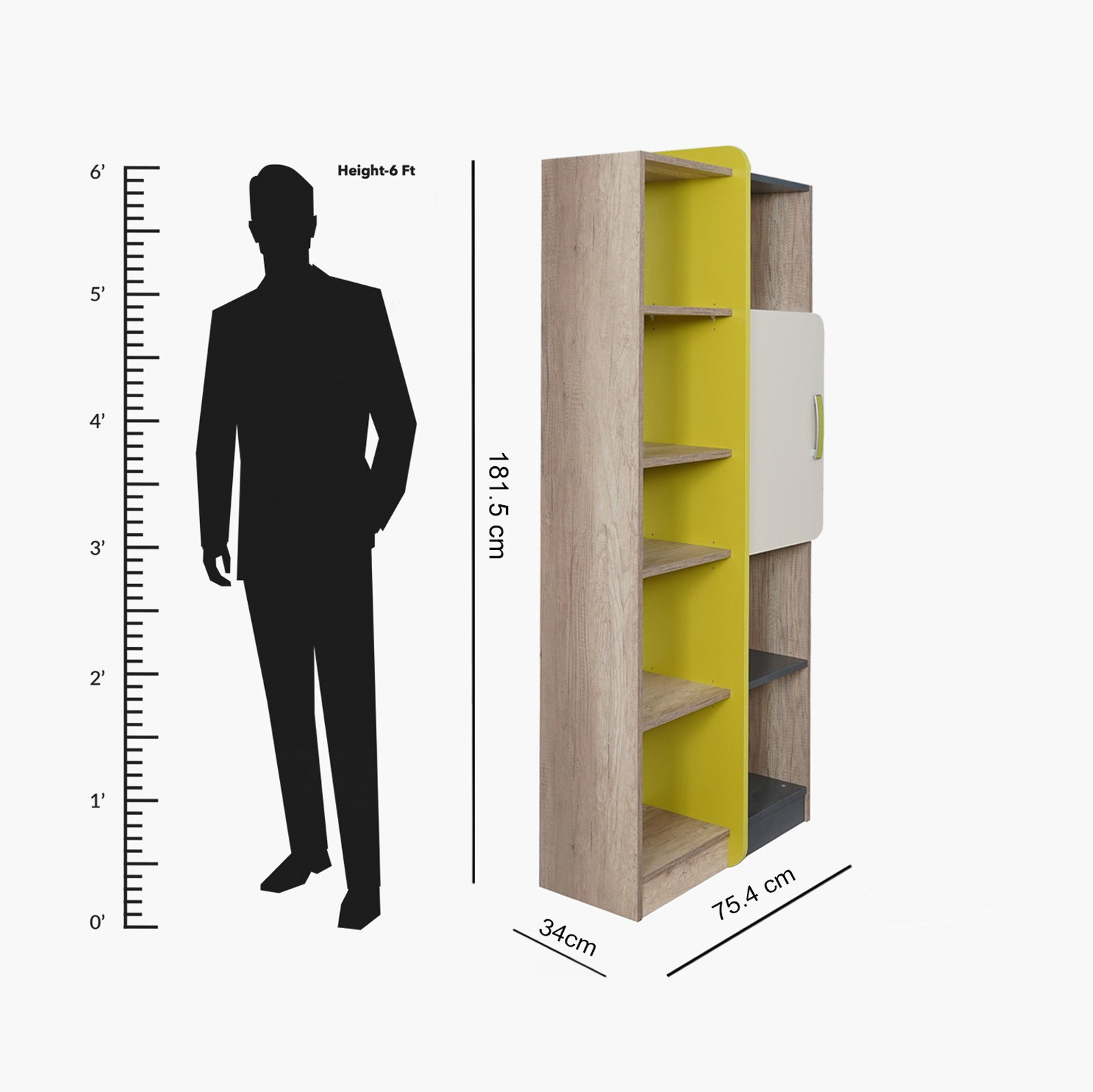 خزانة كتب بباب واحد - ميونيخ من موڤو -hbxfurniture-office-bookcases-image-6