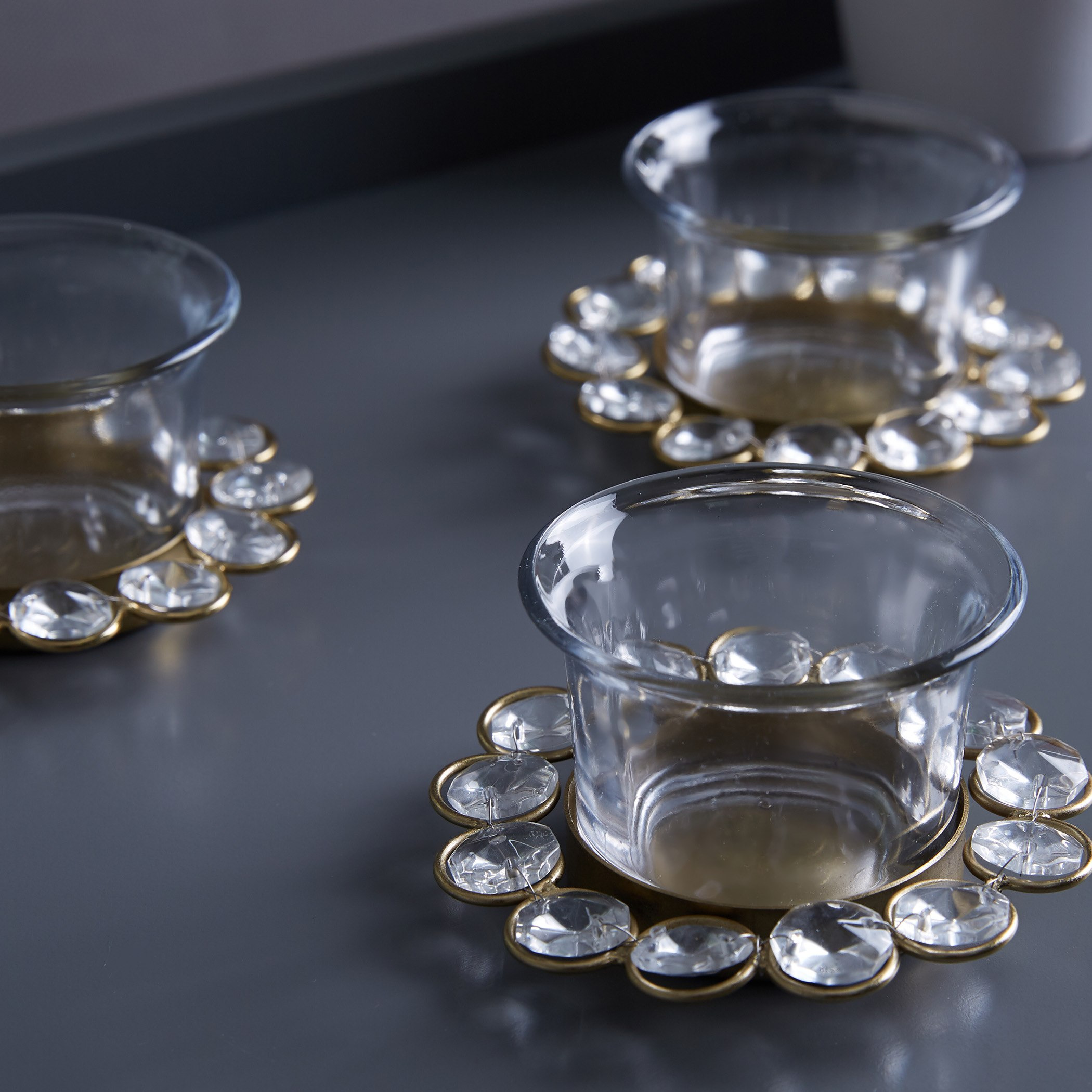 حامل شموع صغيرة زجاج بتزيينات كريستال- طقم من 3 قطع-hbxlivingroom-decorandaccessories-candleholders-image-3