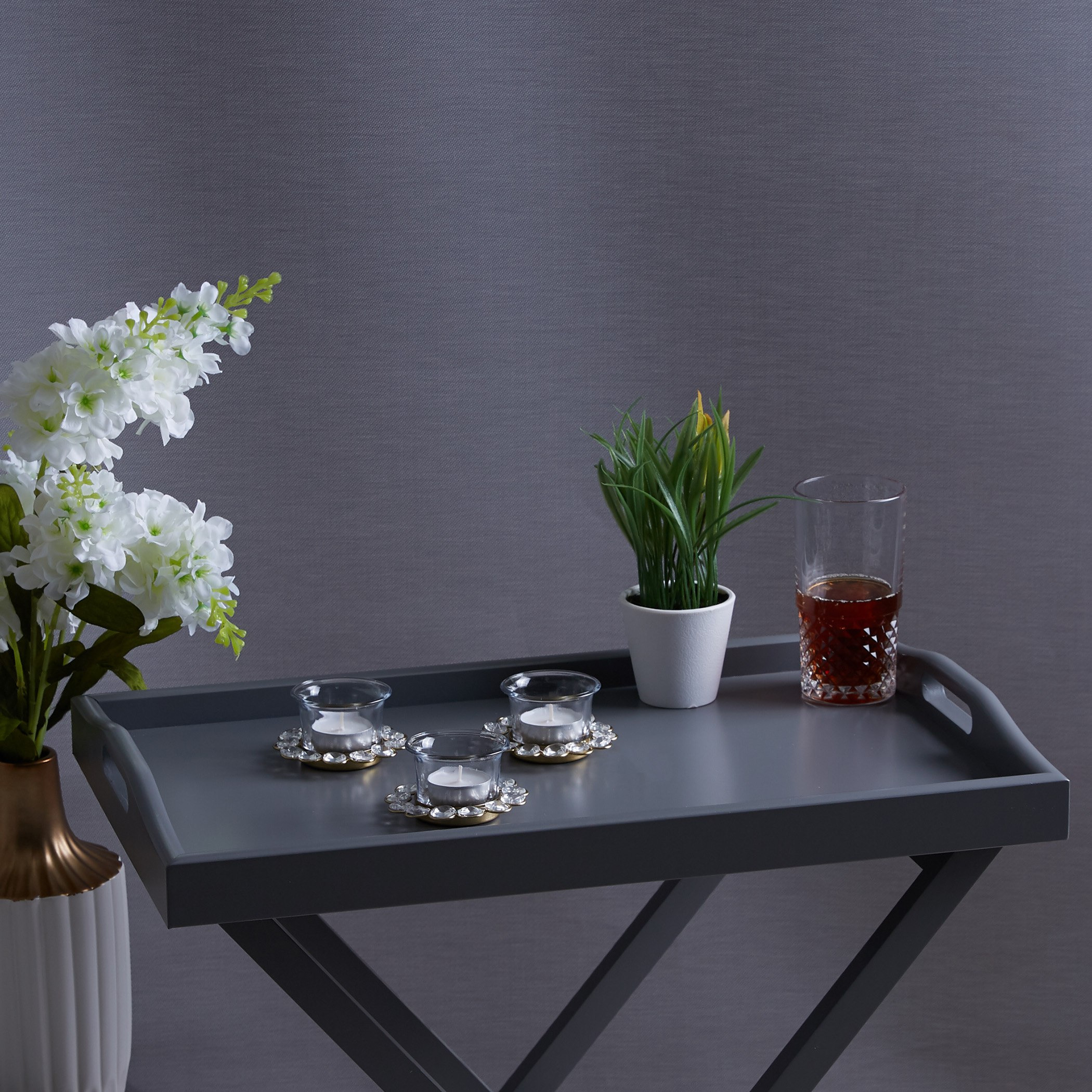 حامل شموع صغيرة زجاج بتزيينات كريستال- طقم من 3 قطع-hbxlivingroom-decorandaccessories-candleholders-image-4