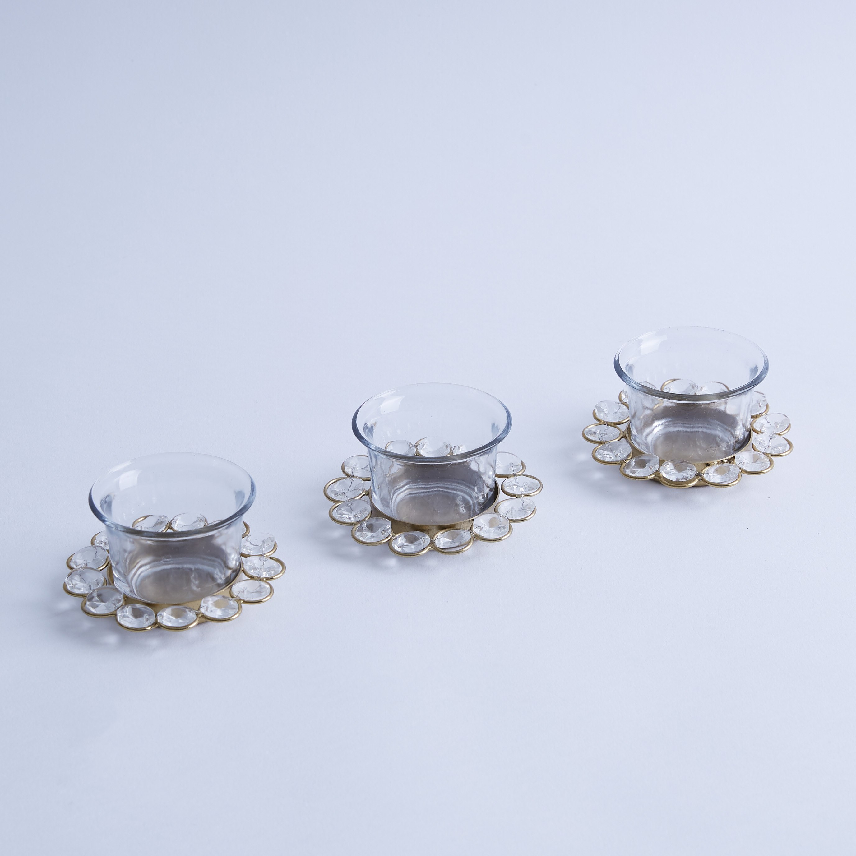 حامل شموع صغيرة زجاج بتزيينات كريستال- طقم من 3 قطع-hbxlivingroom-decorandaccessories-candleholders-image-5