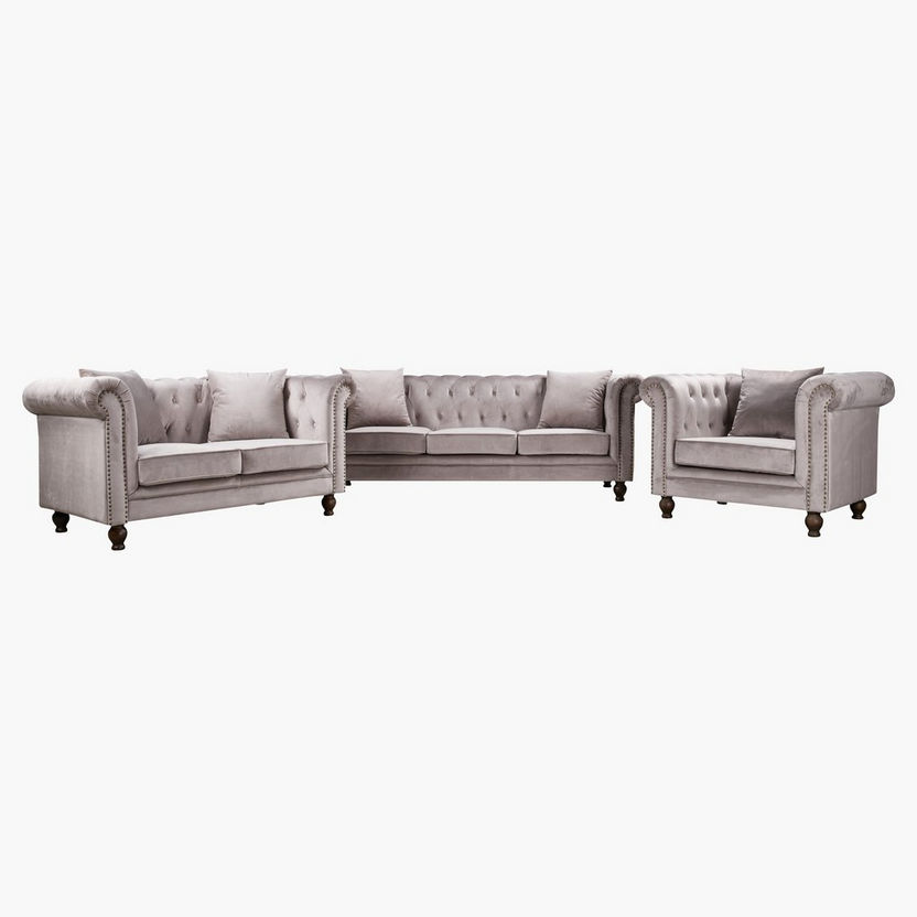 Sofia 3-Seater Tufted Velvet Sofa with 2 Cushions-Sofas-image-5