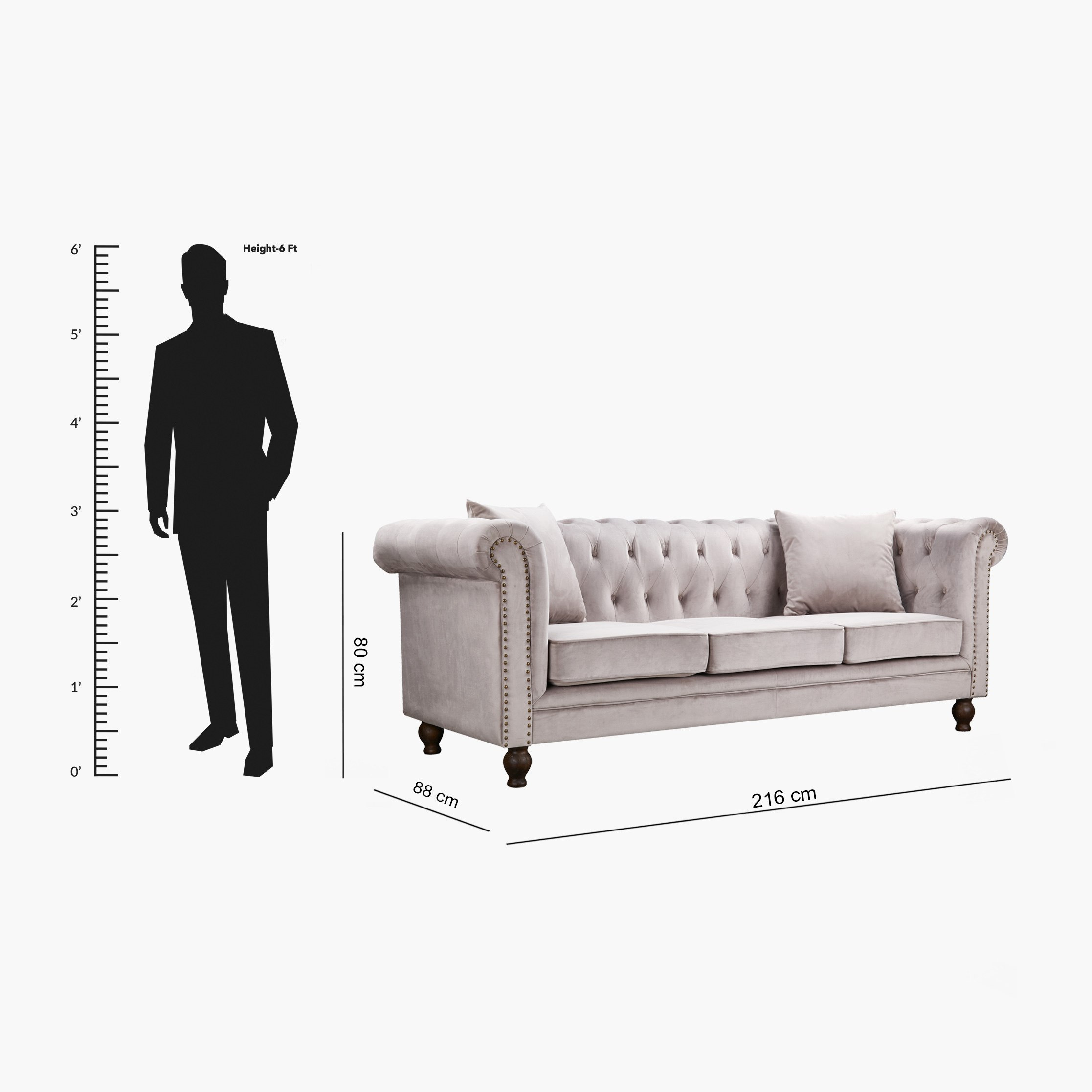 كنبة مخمليّة معنقدة 3 مقاعد مع وسادتين من صوفيا-hbxlivingroom-sofasandarmchairs-sofas-image-7