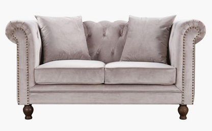 Sofia 2-Seater Tufted Velvet Sofa with 2 Cushions