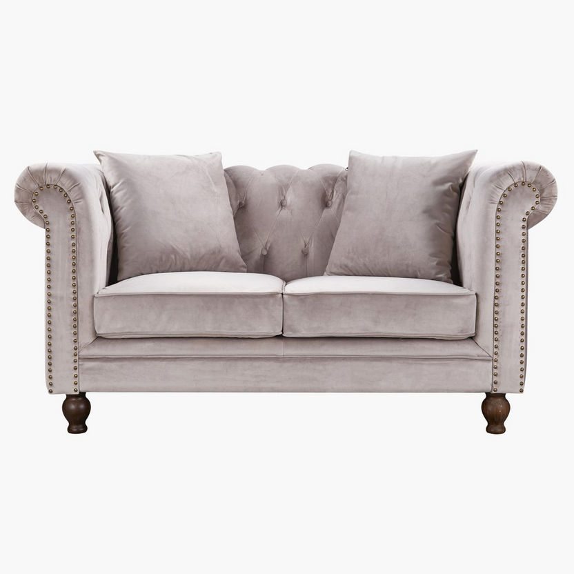 Sofia 2-Seater Tufted Velvet Sofa with 2 Cushions-Sofas-image-0