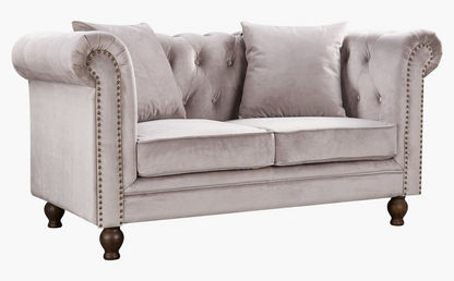 Sofia 2-Seater Tufted Velvet Sofa with 2 Cushions