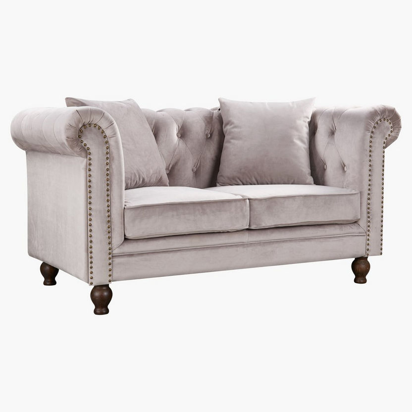 Sofia 2-Seater Tufted Velvet Sofa with 2 Cushions-Sofas-image-1