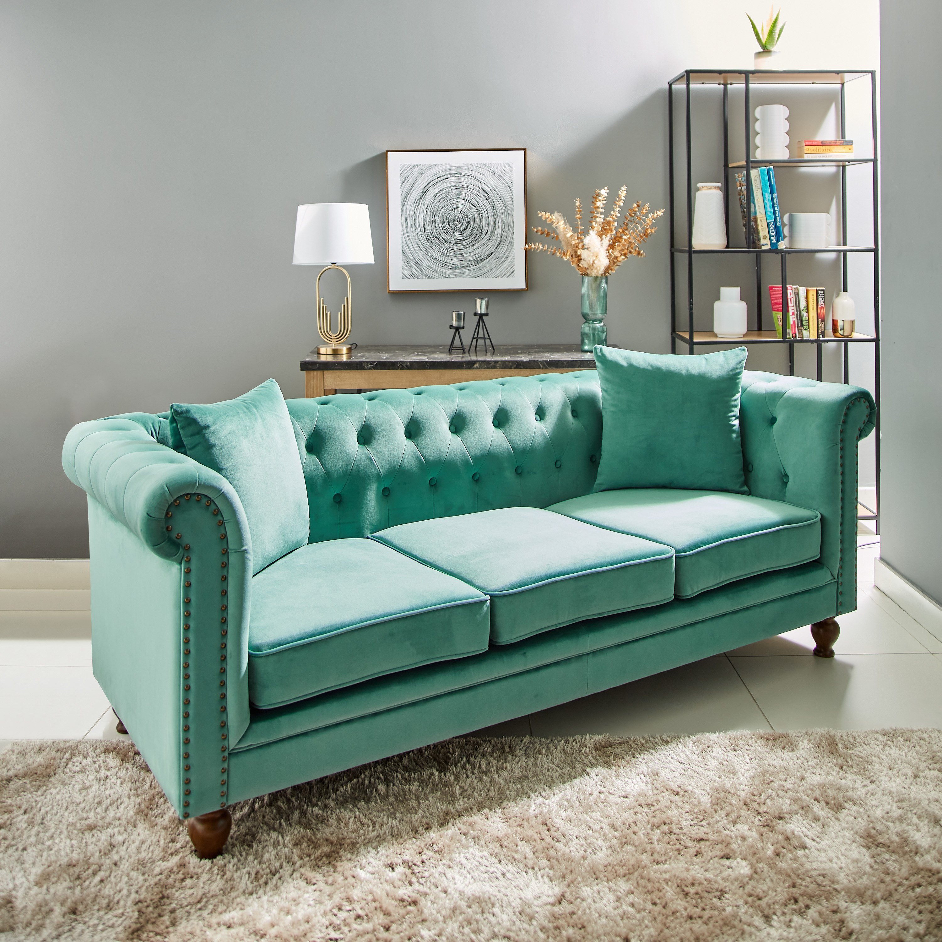 كنبة مخمل معنقدة 3 مقاعد مع وسادتين من صوفيا-hbxlivingroom-sofasandarmchairs-sofas-image-2