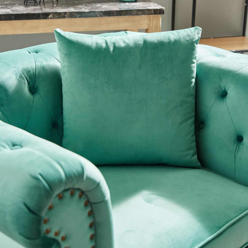 Sofia 1-Seater Tufted Velvet Armchair with Cushion-Sofas-image-3