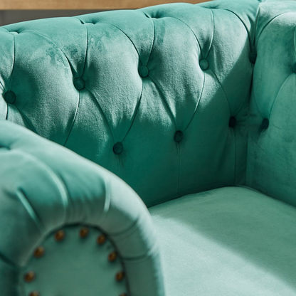 Sofia 1-Seater Tufted Velvet Armchair with Cushion