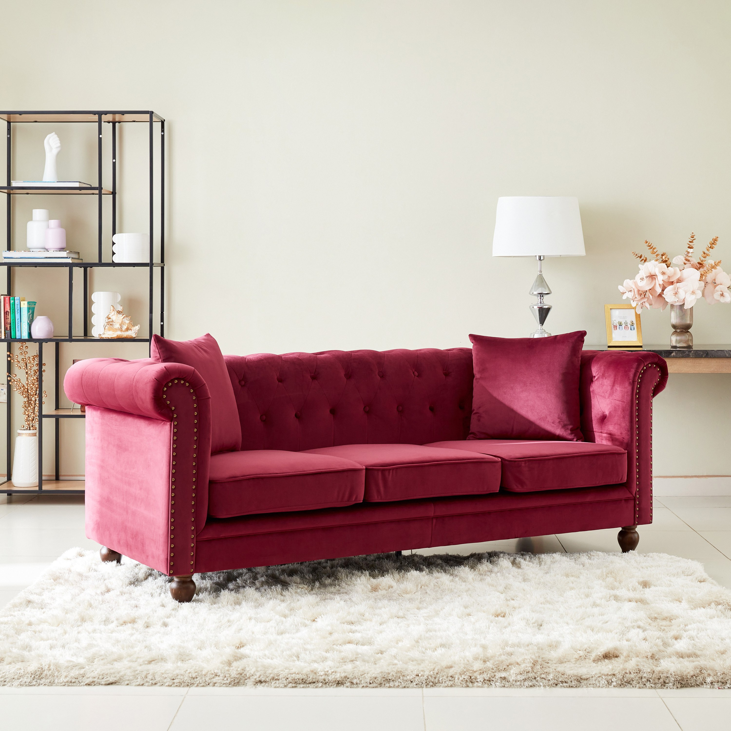 كنبة مخمل معنقدة 3 مقاعد مع وسادتين من صوفيا-hbxlivingroom-sofasandarmchairs-sofas-image-2