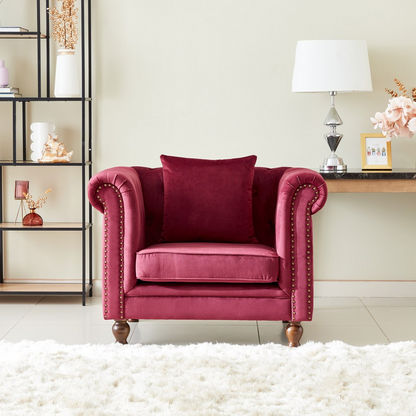 Sofia 1-Seater Tufted Velvet Armchair with Cushion