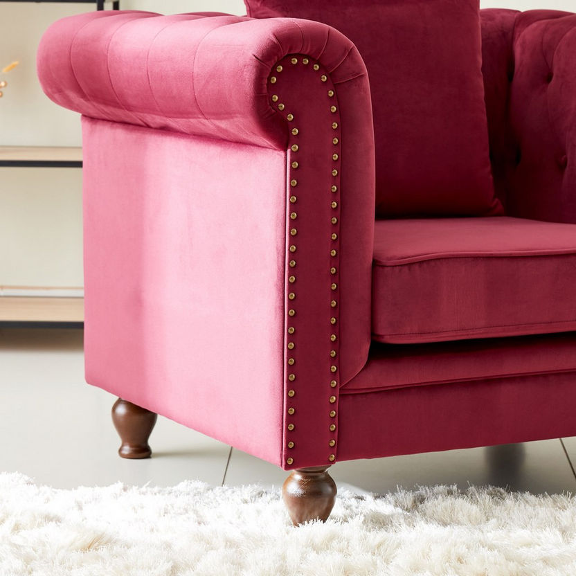 Sofia 1-Seater Tufted Velvet Armchair with Cushion-Armchairs-image-2