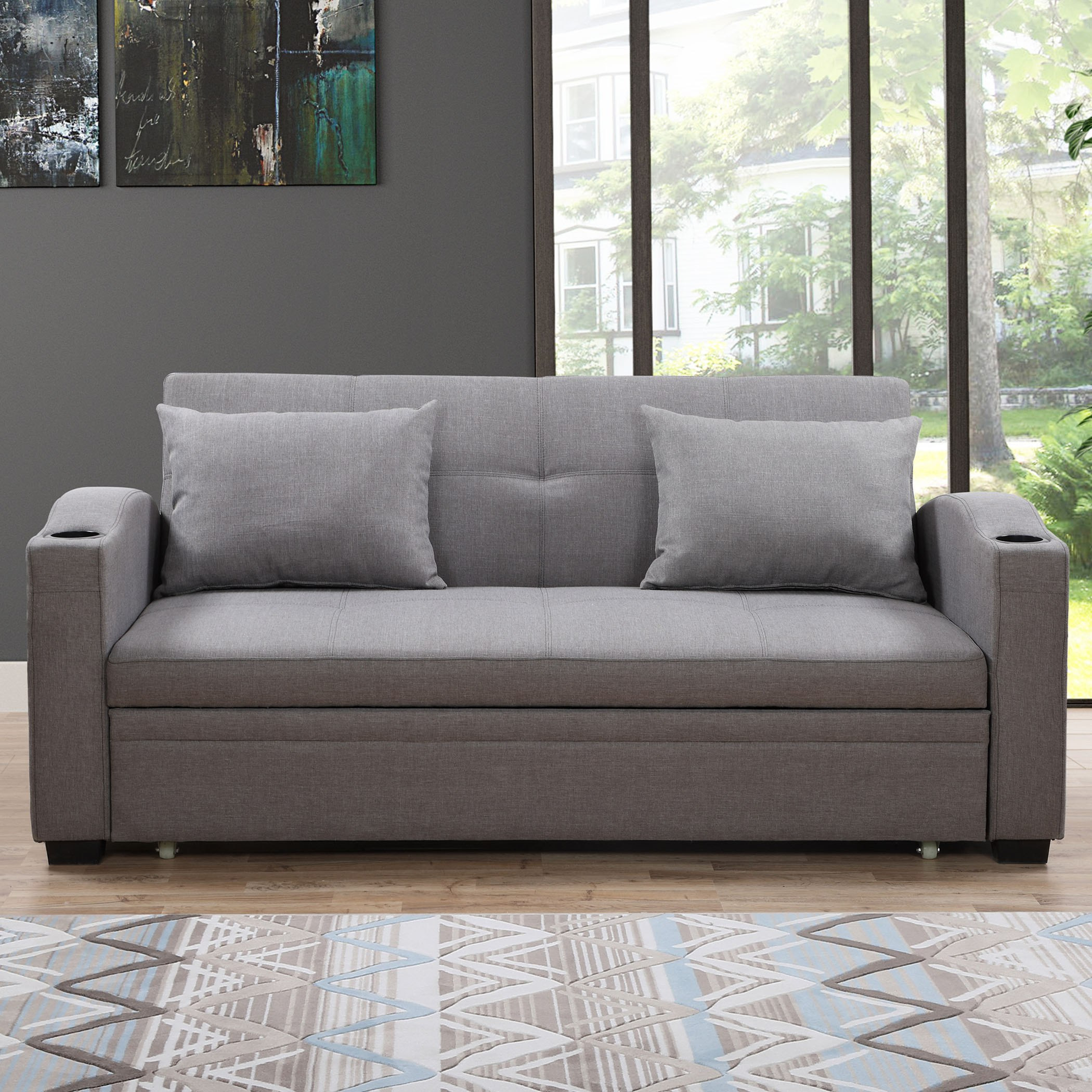 كنبة سرير قماشيّة تسحب للخارج 3 مقاعد مع 2 حامل أكواب ووسائد من مورجان-hbxlivingroom-sofasandarmchairs-sofas-image-15